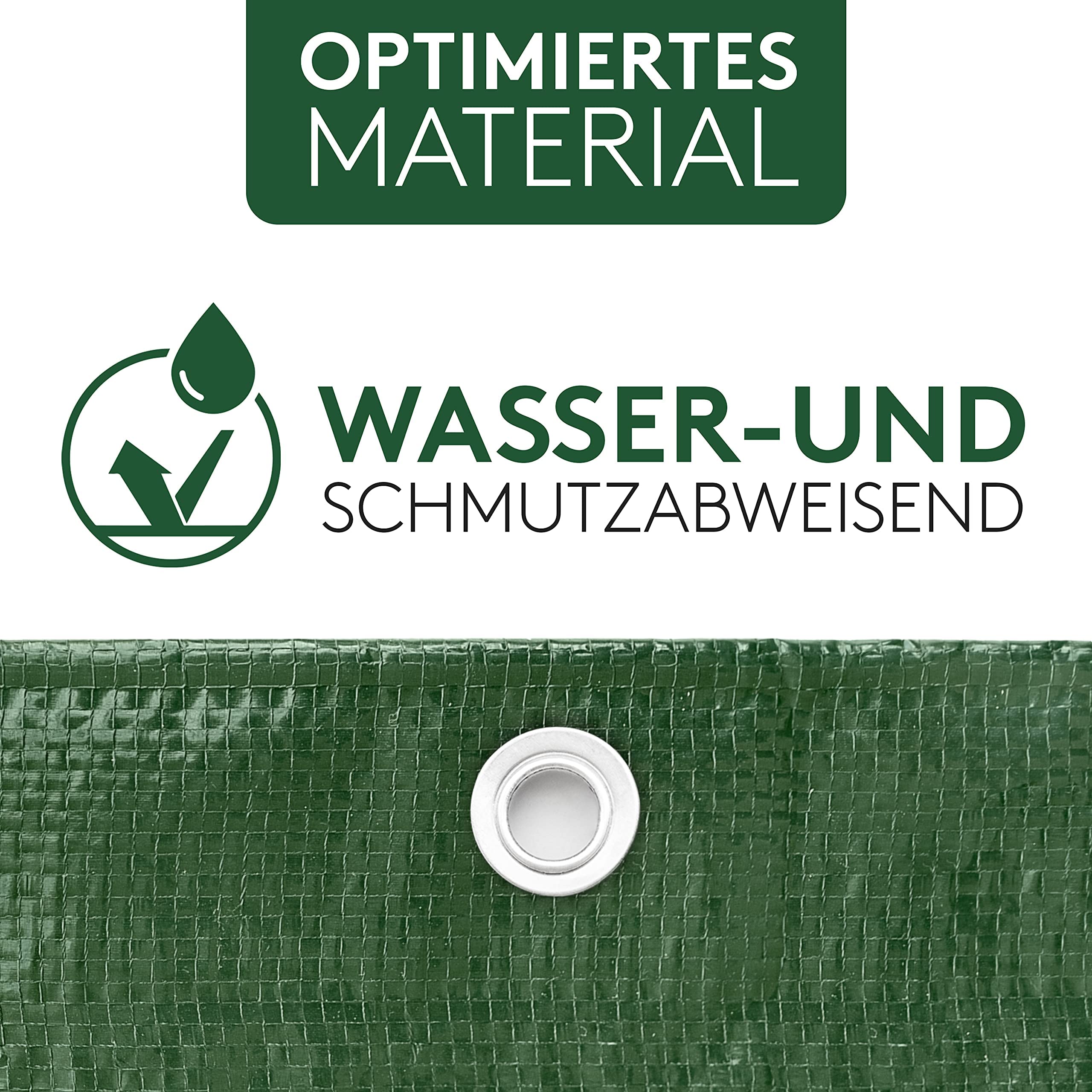 Abdeckplane Wasserdicht 4x6m mit Ösen, Universell einsetzbare Plane, Gewebeplane zum Schutz von Möbeln, Holz, LKW und als Zeltunterlage, Sonnenschutz, Vorzeltteppich, Camping Teppich