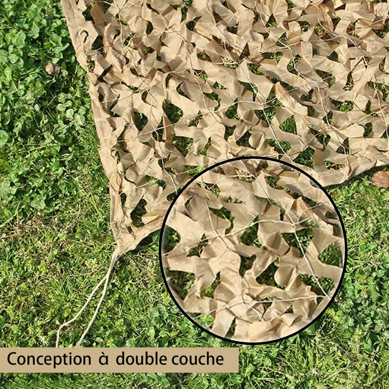 Filet de Camouflage Sable 4x6m 210D Reinforced Camouflage Net Voile D'ombrage Militaire, Filet Camo pour Soleil en Plein Air Thème Parti Décoration Voiture Couvre