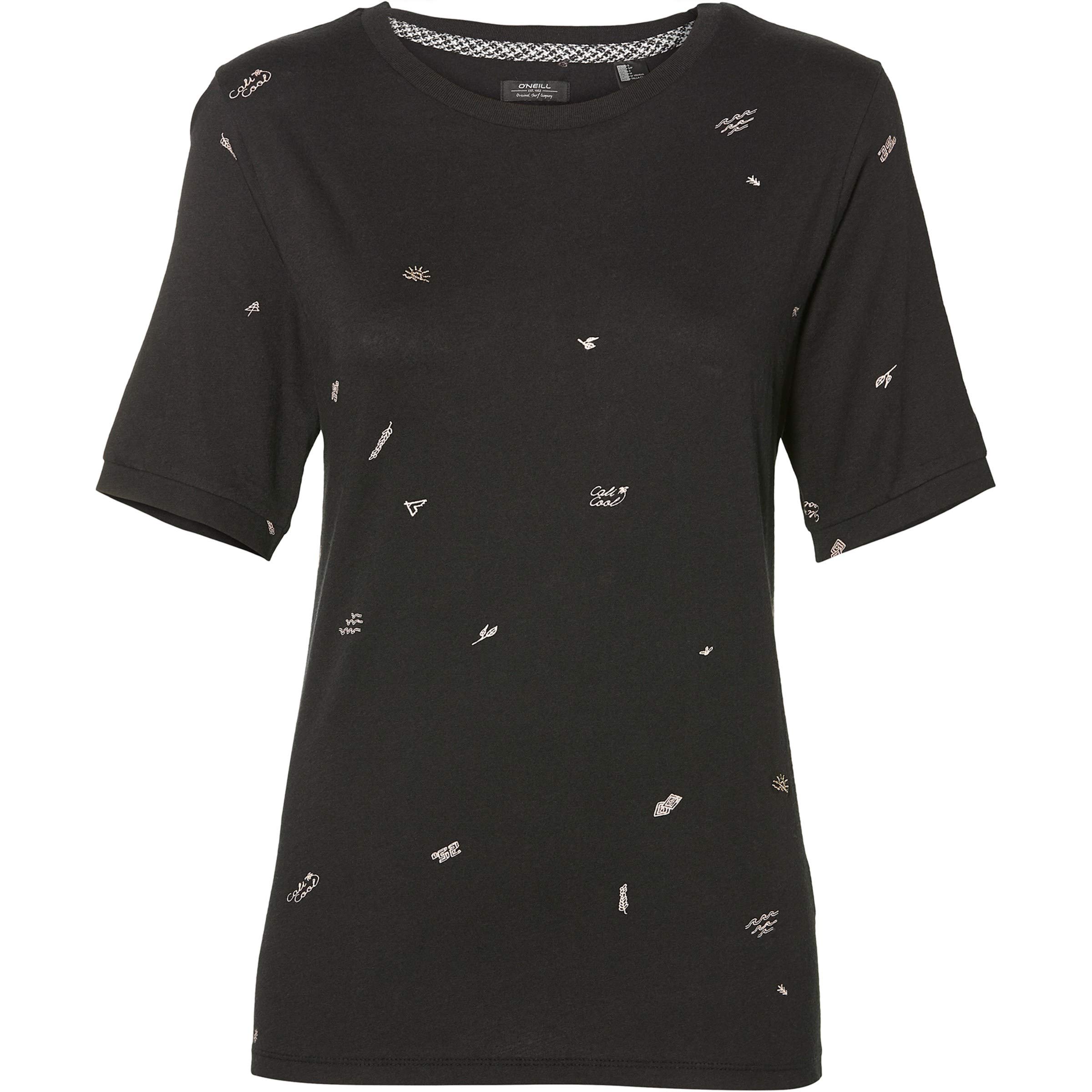 O'Neill Women's T-Shirt Black Aop w- White S