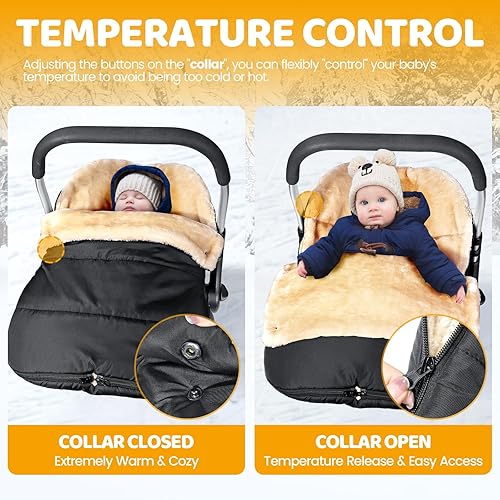 Miniatura 3 de Orzbow Funda de asiento de automóvil de piel de oveja sintética para bebés, bolsa impermeable para asientos de automóvil y cochecitos, cálido y