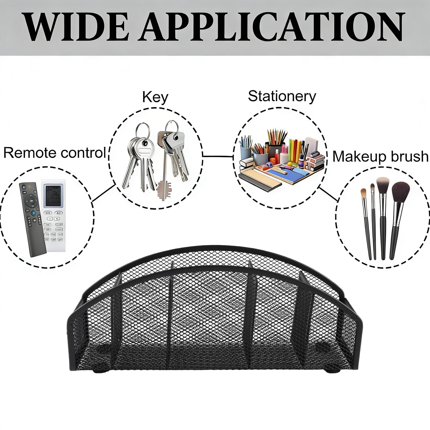 Metall Mesh Fernbedienungsständer, Multifunktionale Aufbewahrungsbox für TV-Fernbedienungen, Bürozubehör, Makeup-Pinsel - Schreibtisch Organizer für Wohnzimmer, Schlafzimmer und Büro