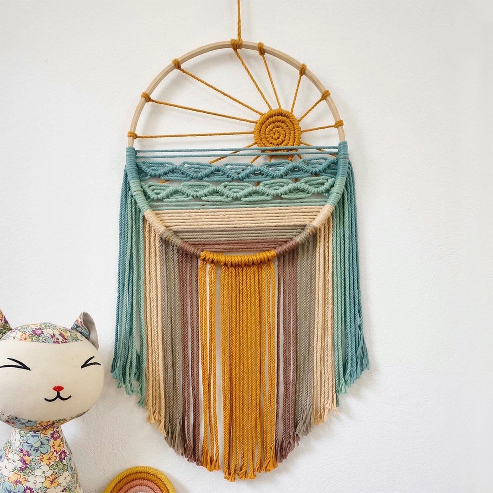 JORCEDI Wall Tapestry, 27 * 60cm Macrame Hanging Wall Decor Art Aesthetic Room Decoration for Living Room Bedroom (sunset)