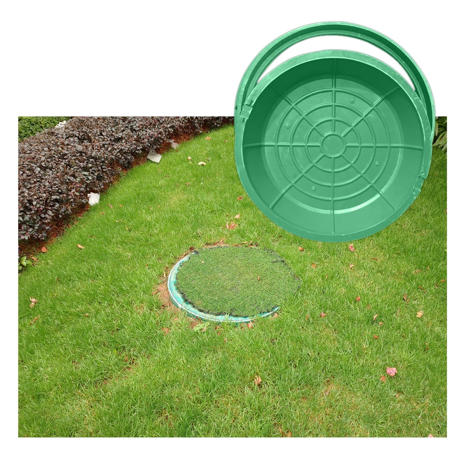 Gbrsxyip Septic Tank Lid And Frame - Round Manhole Cover With Drainage And Pull Holes For Yard Planting Recessed Sewage Cover 70X70cm (27.5X27.5in)