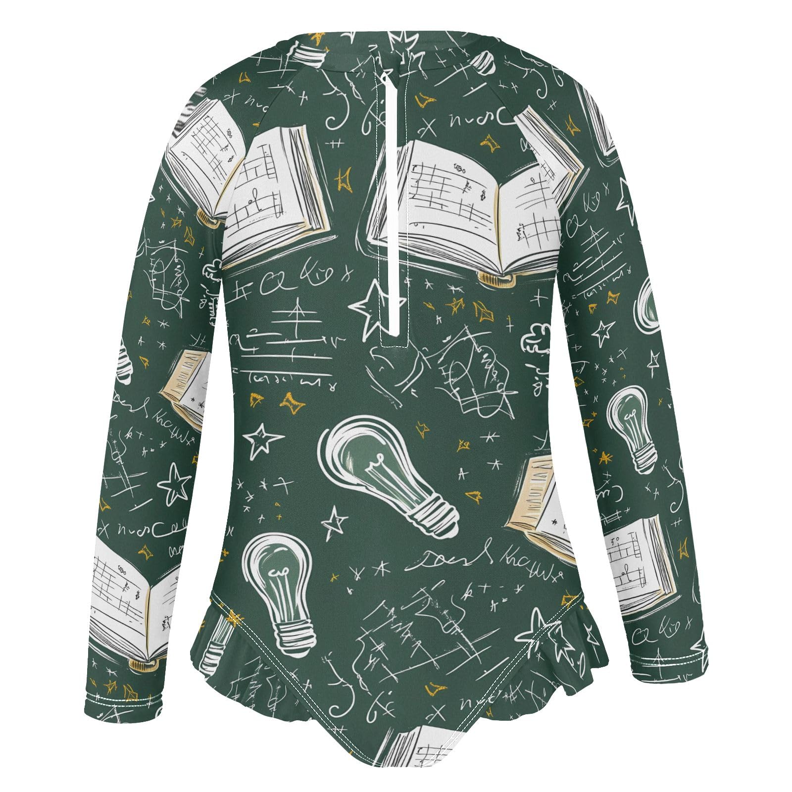 ALAZA Toddler Swimsuit Girl Bathing Suit Swimwear Rash Guard Book Mathematics Blackboard Long Sleeve 3T