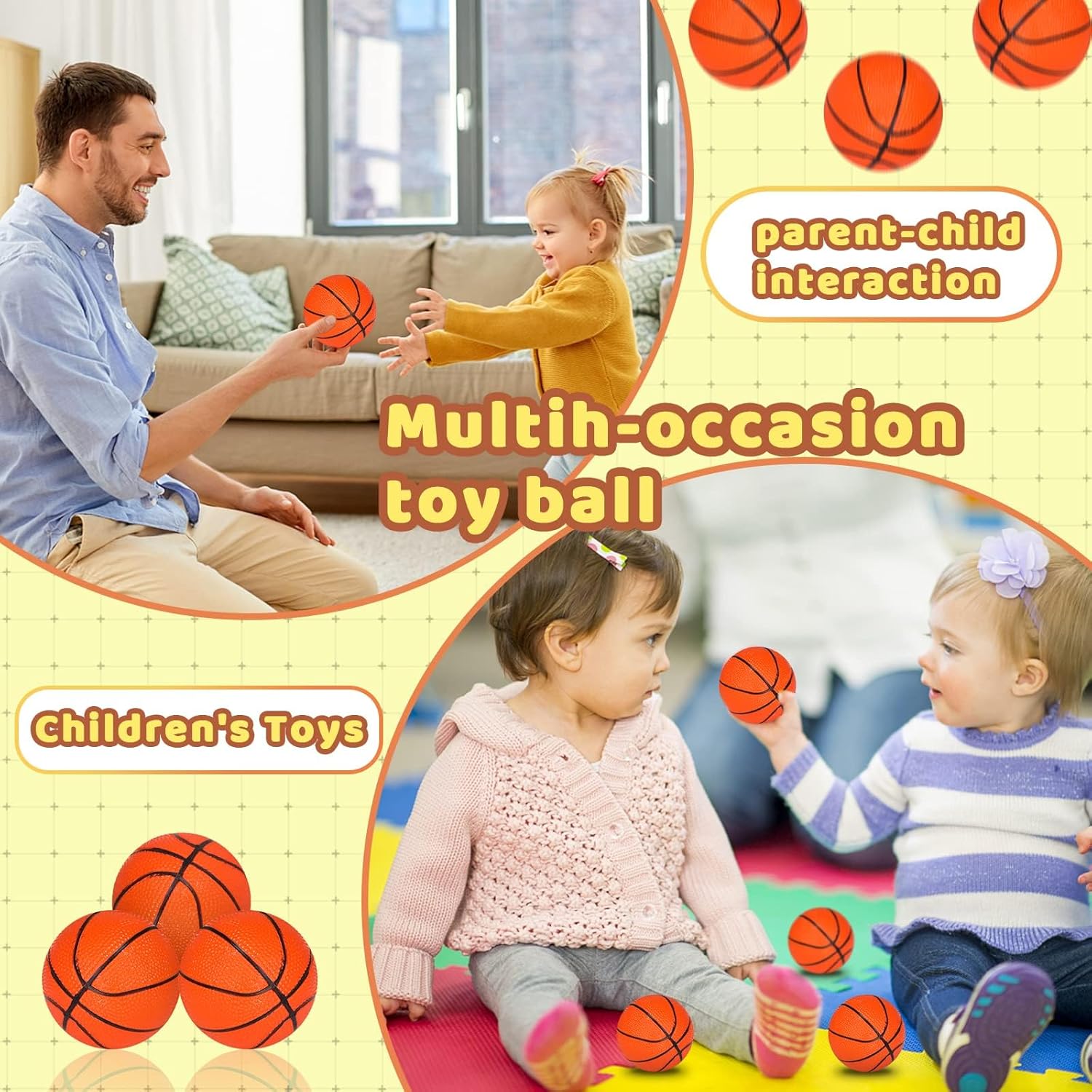 Mini Basketball Pack of 10 Rubber Mini Basketball Toys with an Inflator Mini Bouncy Basketball Beach Basketball Pool Games