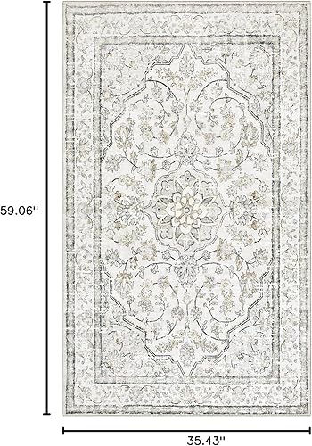 Miniatura 2 de Lahome Alfombras orientales lavables de 3 x 5 pies, antideslizantes, ultrafinas, suaves, de estilo bohemio para dormitorio, alfombra tradicional