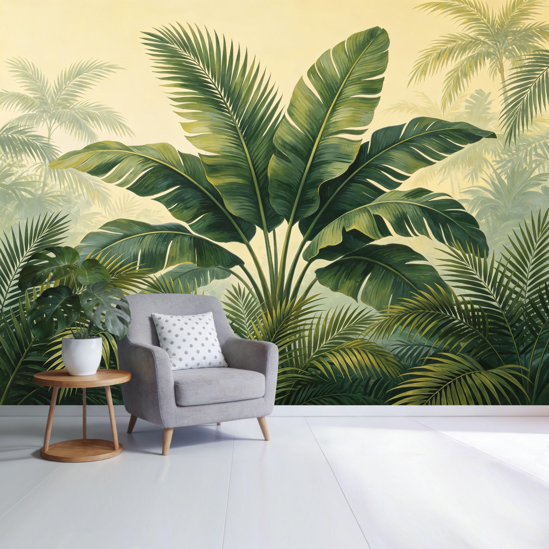 Custom Size Wall Mural Tropical Jungle Palm Leaves Green Botanical Landscape SelfAdhesive Wall Fabric Removable Wallpaper for Home Office Decor