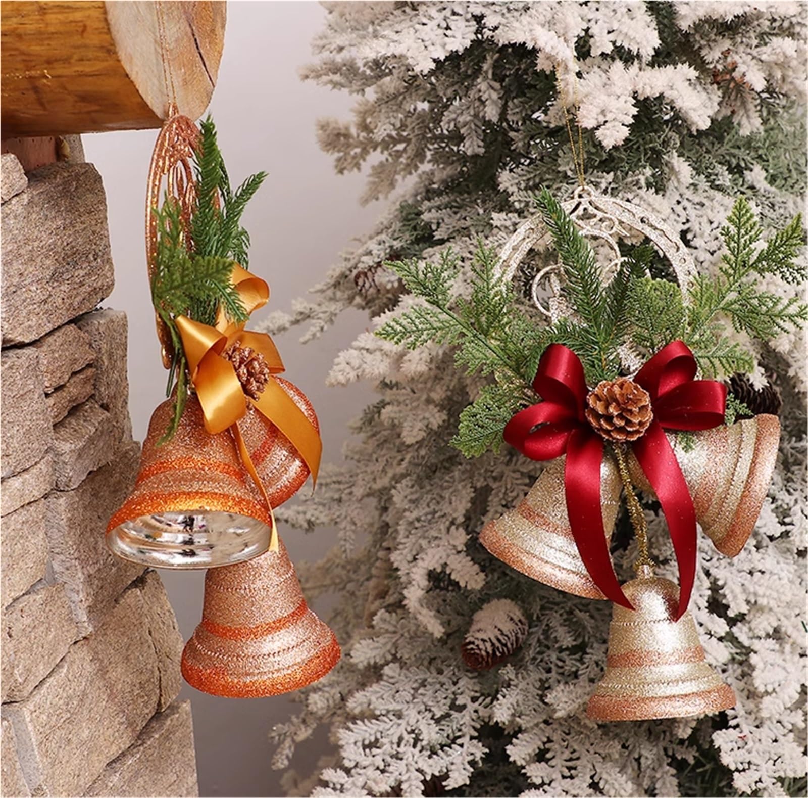 Campane Natalizie Decorazione Ornamento Della Campana Di Natale Lucido Decorazione Anniversario Albero Campanelle Di Natale(Gold)
