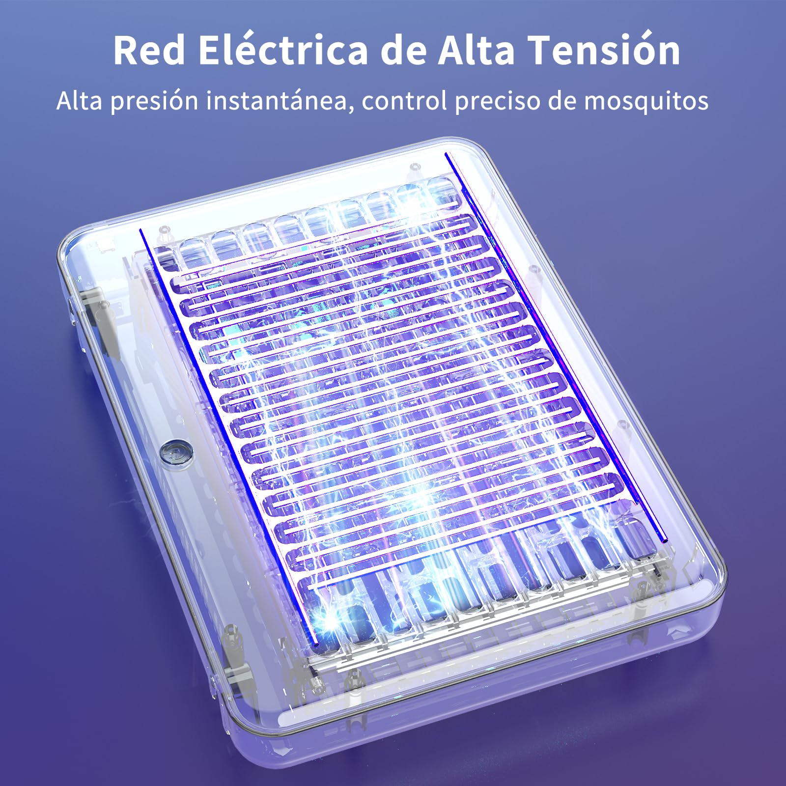 PALONE Lampara Antimosquitos 4000V, Mata Moscas Eléctrica USB 1200mAh, Trampa para Mosquitos con 3 Bombillas LED UV para Interior y Exterior, Suspendible con Cordón (30 * 22 * 4 cm)