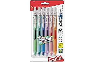 Pentel EnerGel-X Pastel Barrels Retractable Pens, Medium Line (0.7mm), Assorted Ink Colors Pack of 6