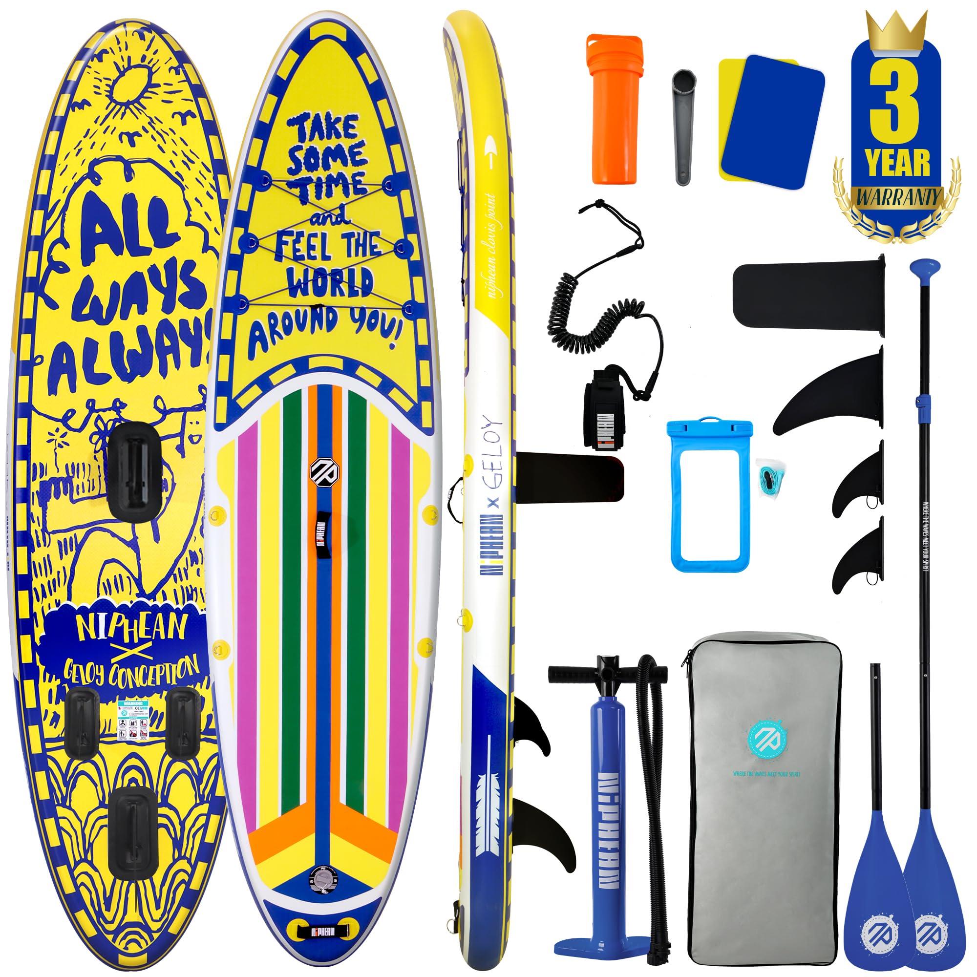 Niphean Inflatable Stand Up Paddle Board with SUP Accessories | 10’6’’ SUP, Anti-Slip EVA Deck, 450 lbs Capacity Inflatable Paddle Boards for Adults &amp; Youth of All Skill Levels