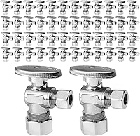 Vista 15 de Paquete de 10 válvulas de parada angular EFIELD de 1/2 pulgadas nominal (5/8 pulgadas de diámetro) de compresión x 3/8 pulgadas de diámetro