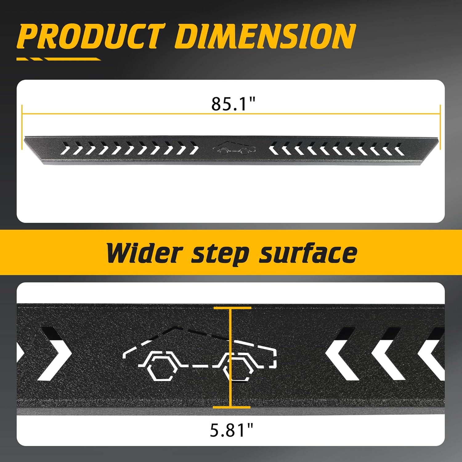 Running Boards Compatible with Rivian R1T 2022 2023 2024, 5.8 Inches Wide Extended Side Bars Modified Slip Proof Heavy Duty Carbon Steel Side Steps Nerf Bars Car Accessories, Black