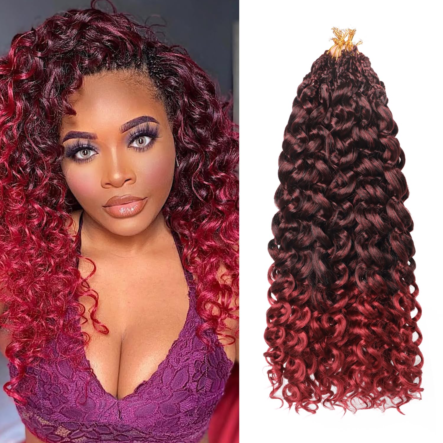 Ainimiu Pre-Looped Gogo Curl Crochet Hair 18 Inch 8 Packs Curly Crochet Hair for Black Women