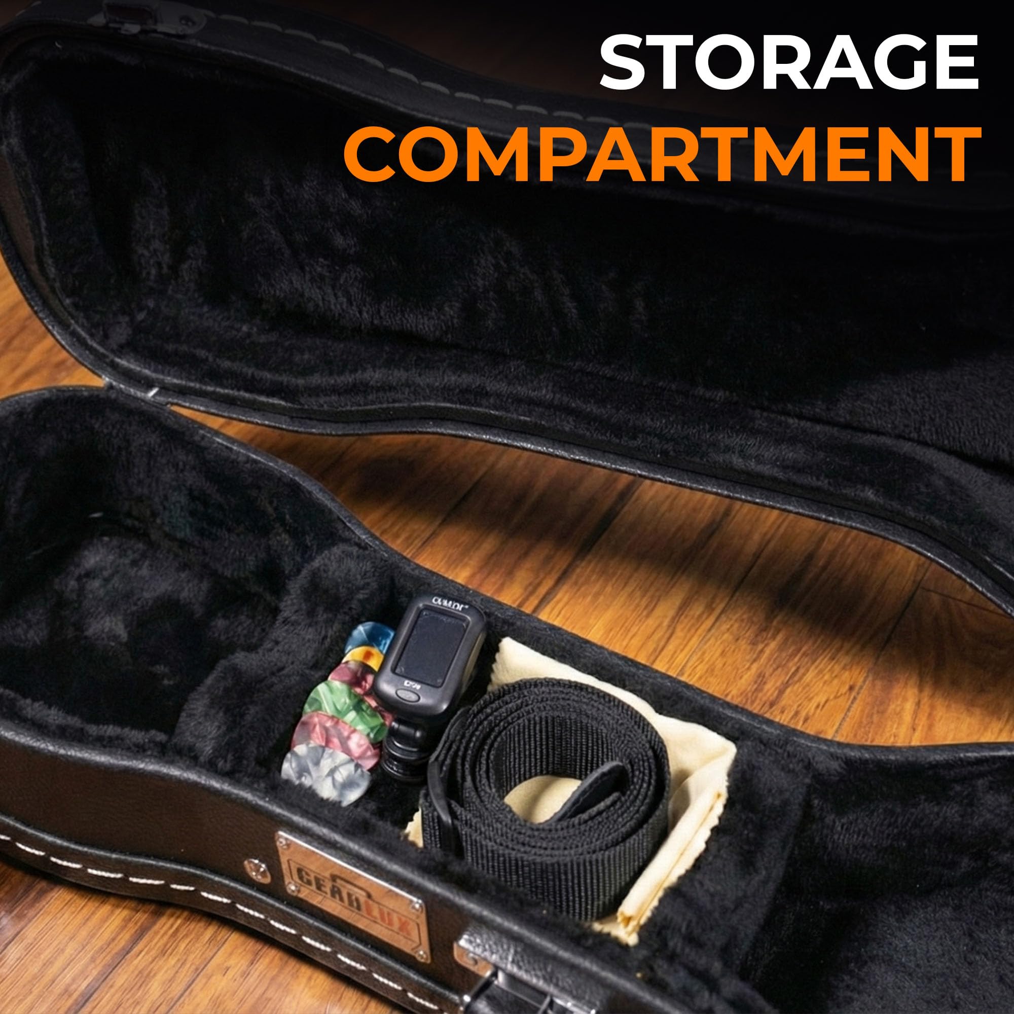 Gearlux Funda de madera para ukelele soprano negra