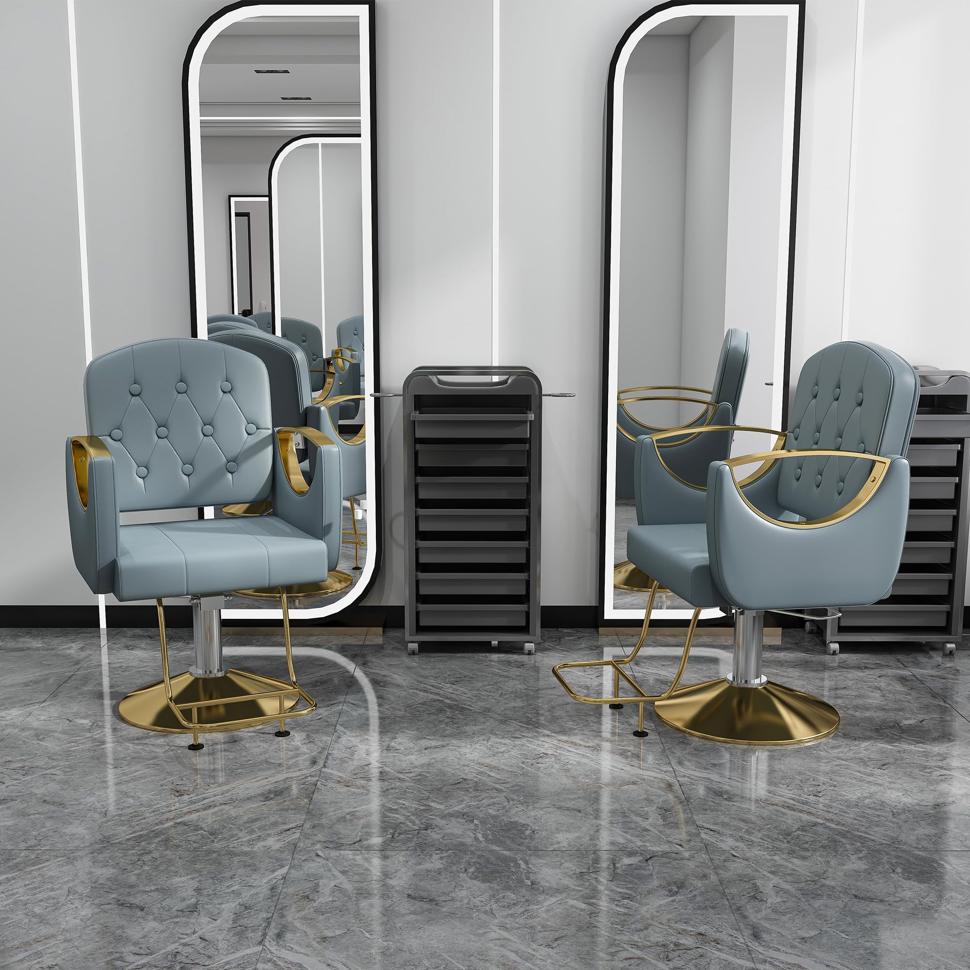 Salon Chair for Hair Stylist Hydraulic, Non-Tilting Backrest, Blue 2