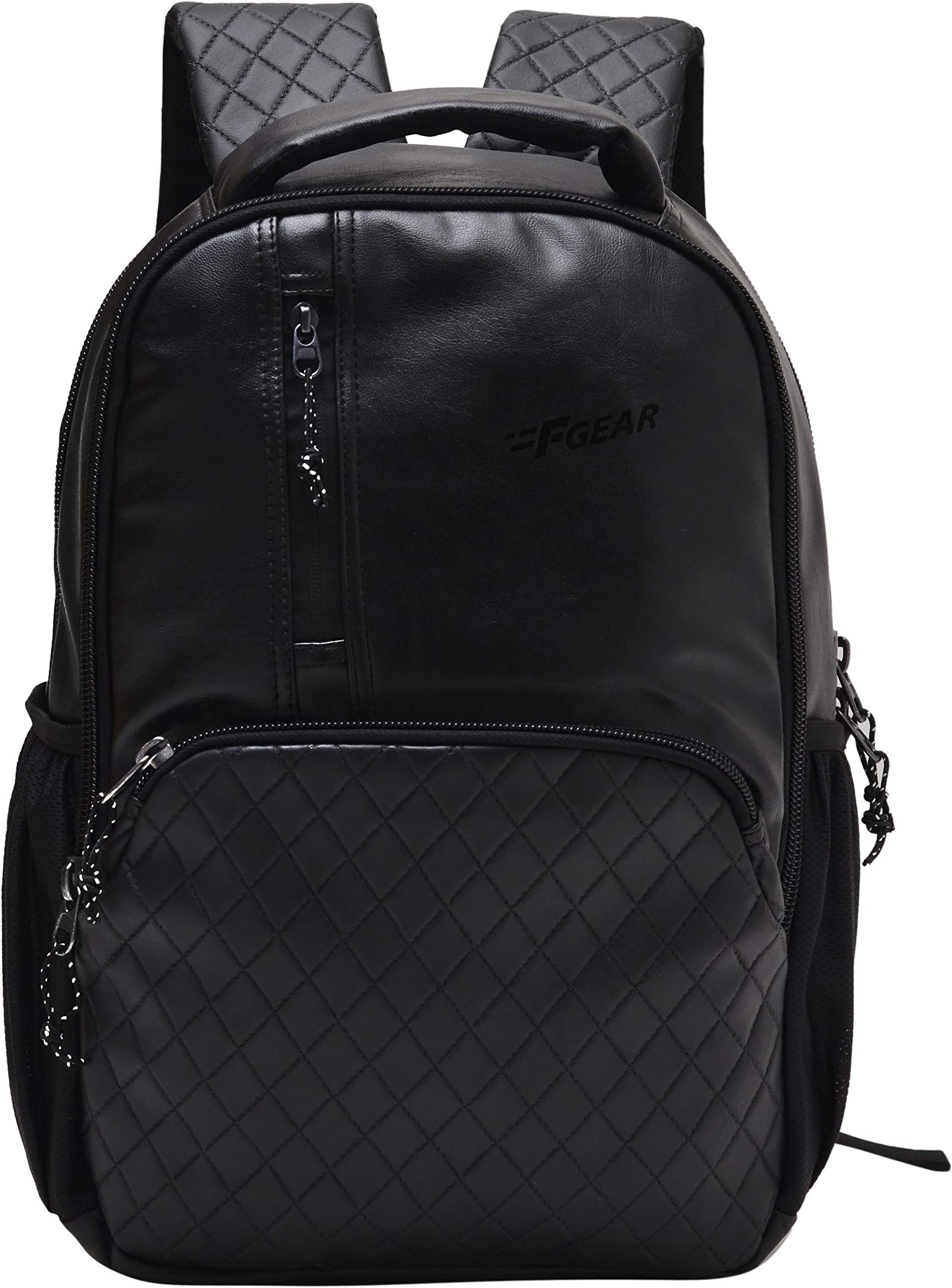 CEO Black 25L Medium Laptop backpack Fits upto 16" Laptop faux Artificial Leather Water resistant lightweight, Gifts for Men Women Boys Girls Adults, College/School/Tuition/Travel Bag