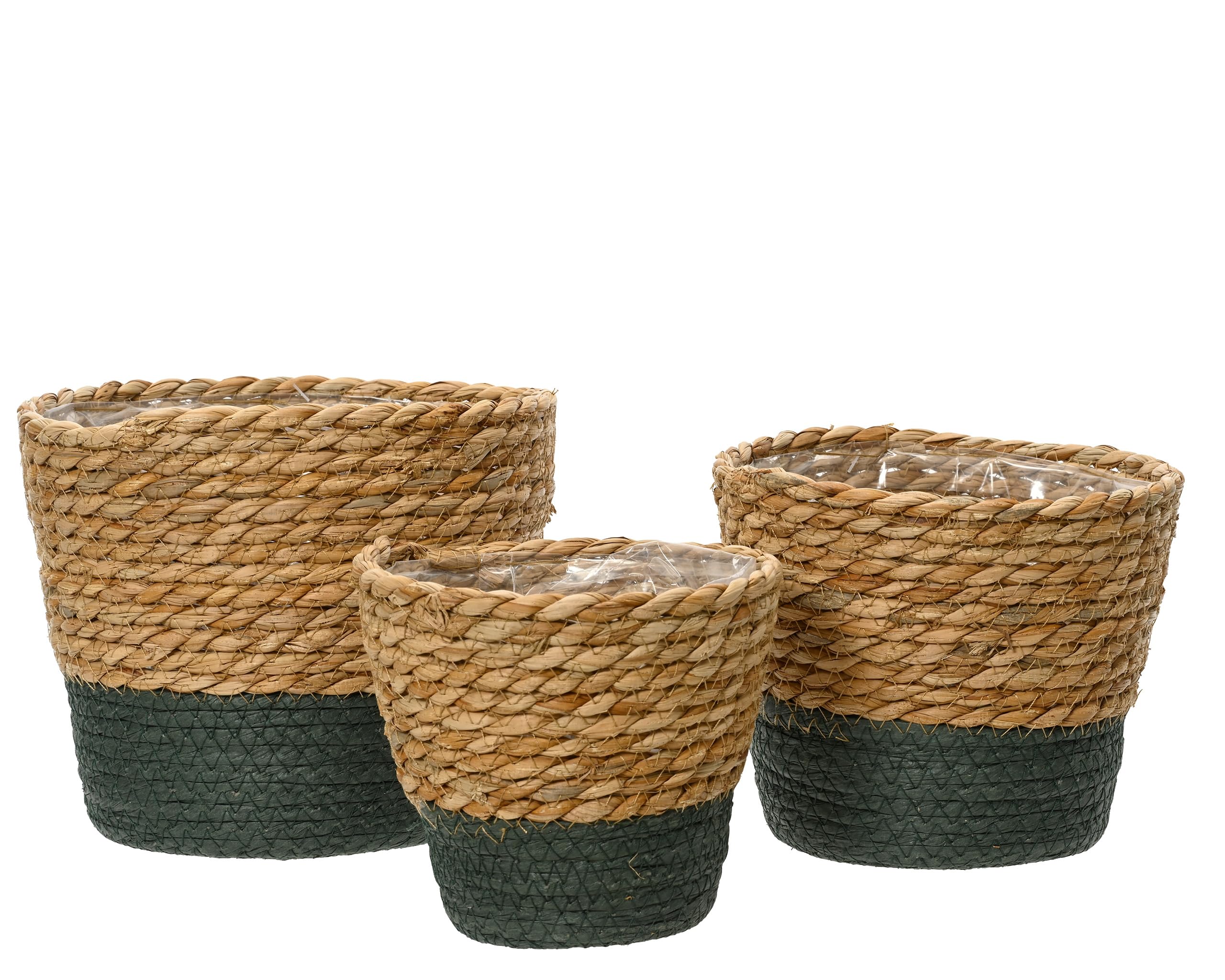 Panier de rangement tressé vert foncé pour éliminer le désordre avec style bohème