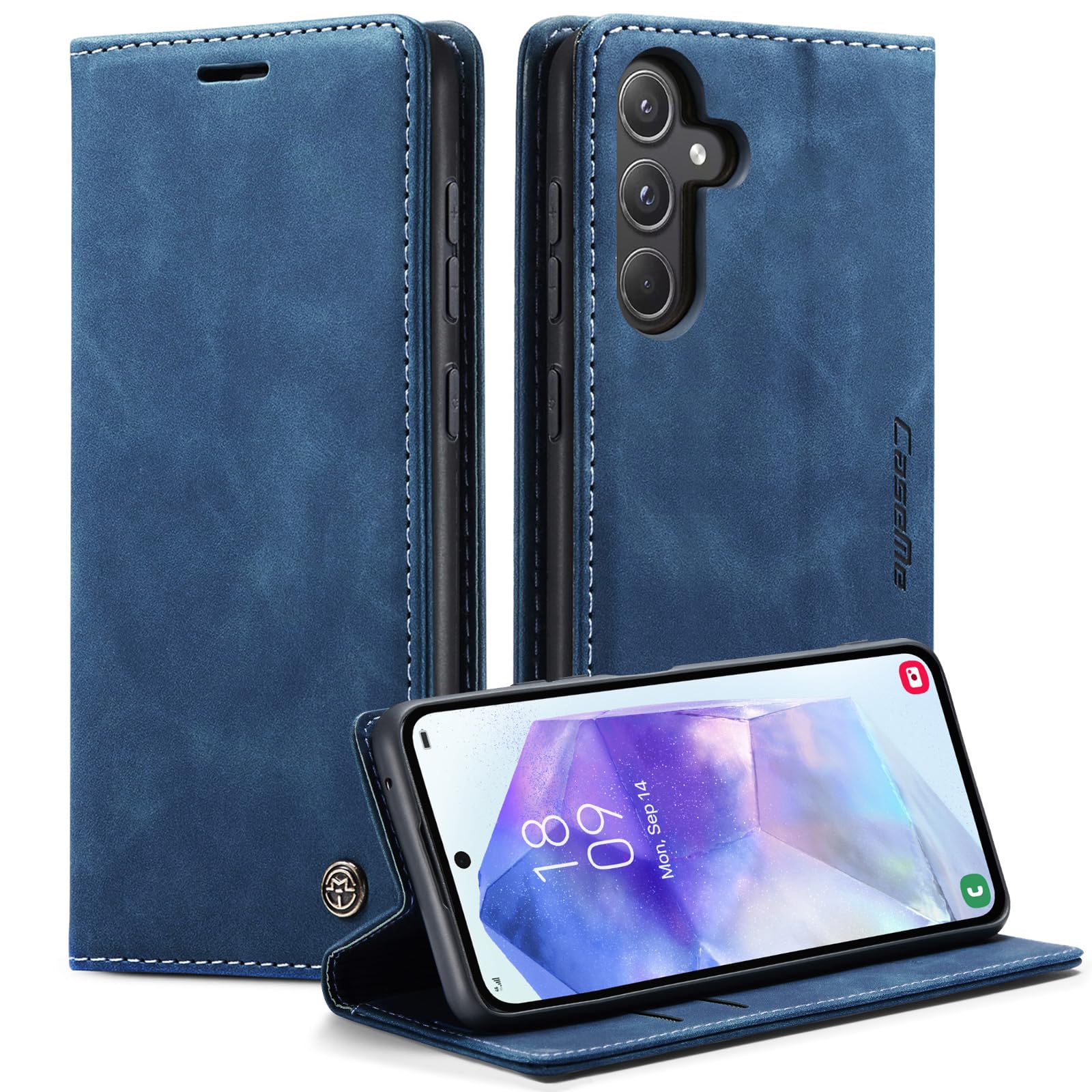 Monweicz Cover Compatibile con Samsung Galaxy A55, Custodia Portafoglio con Slot per Scheda, Protezione Completa Premium in Pelle PU, Flip Libro Magnetica Samsung Galaxy A55, Blu