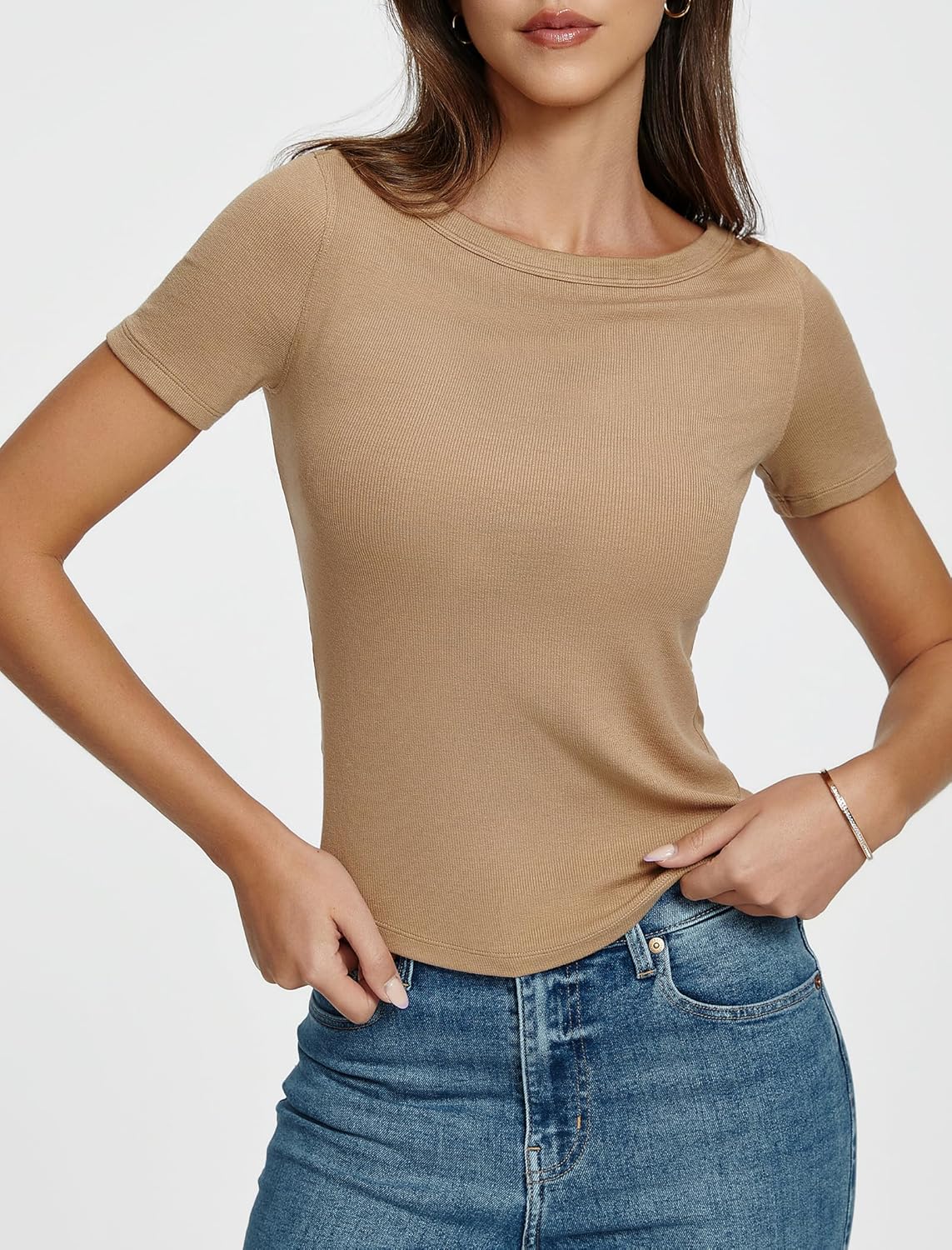 Short Sleeve Shirts for Women Crew Neck T Shirts Fitted Casual Basic Tees Summer Round Neck Causal Fashion Tops 2026 - Image 3