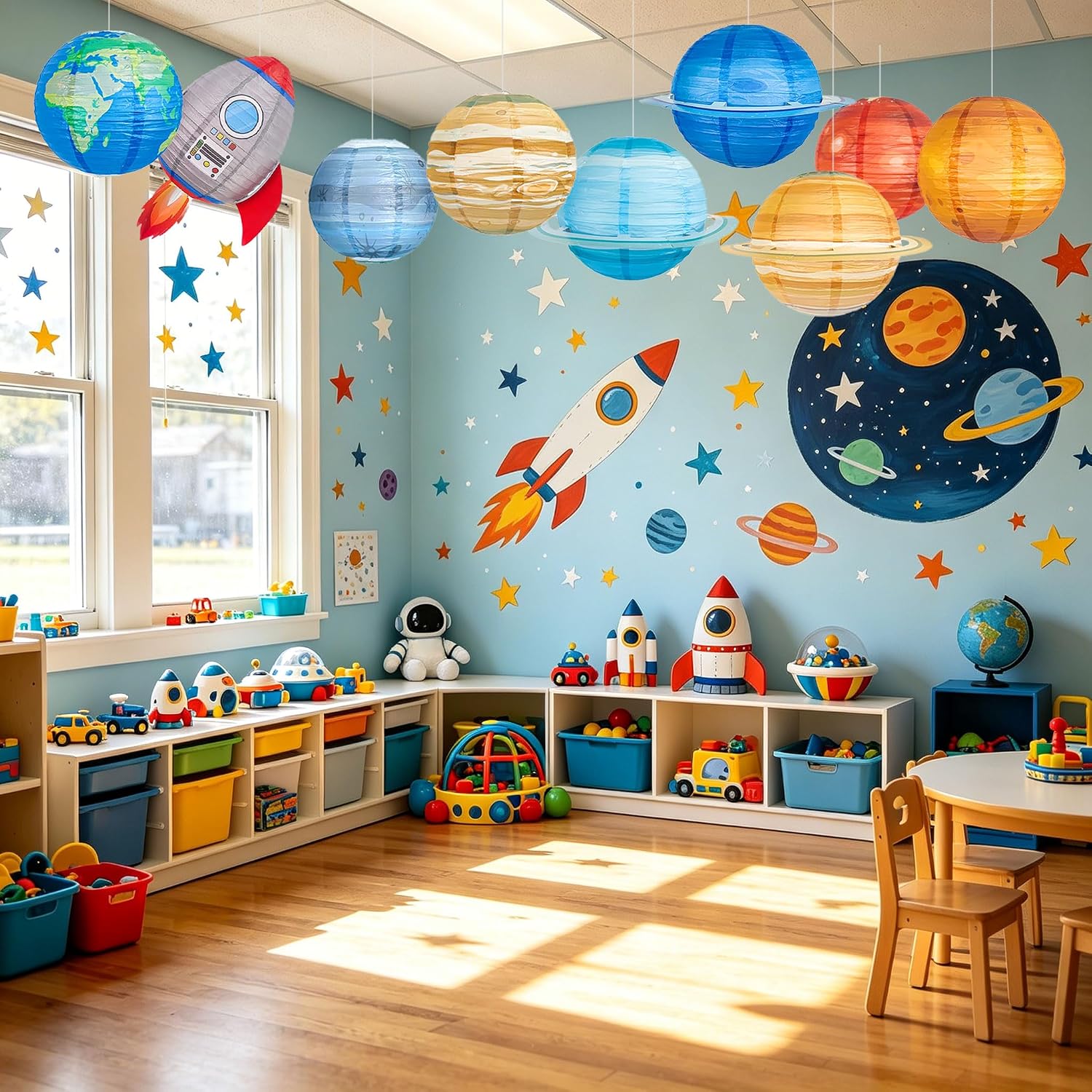 Space Planets Paper Lanterns Outer Space Birthday Party Decorations | 9pcs Outer Space Hanging Paper Lanterns Planets Birthday Party Decorations Solar System Planets Lantern Birthday Home Decor
