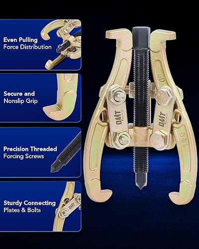 Miniatura 6 de Orion Motor Tech Juego de Extractores de Engranajes, 3" 4" 6" Kit de Extractor de 3 Mordazas para Remoción de Engranajes de Polea, Rodamientos y