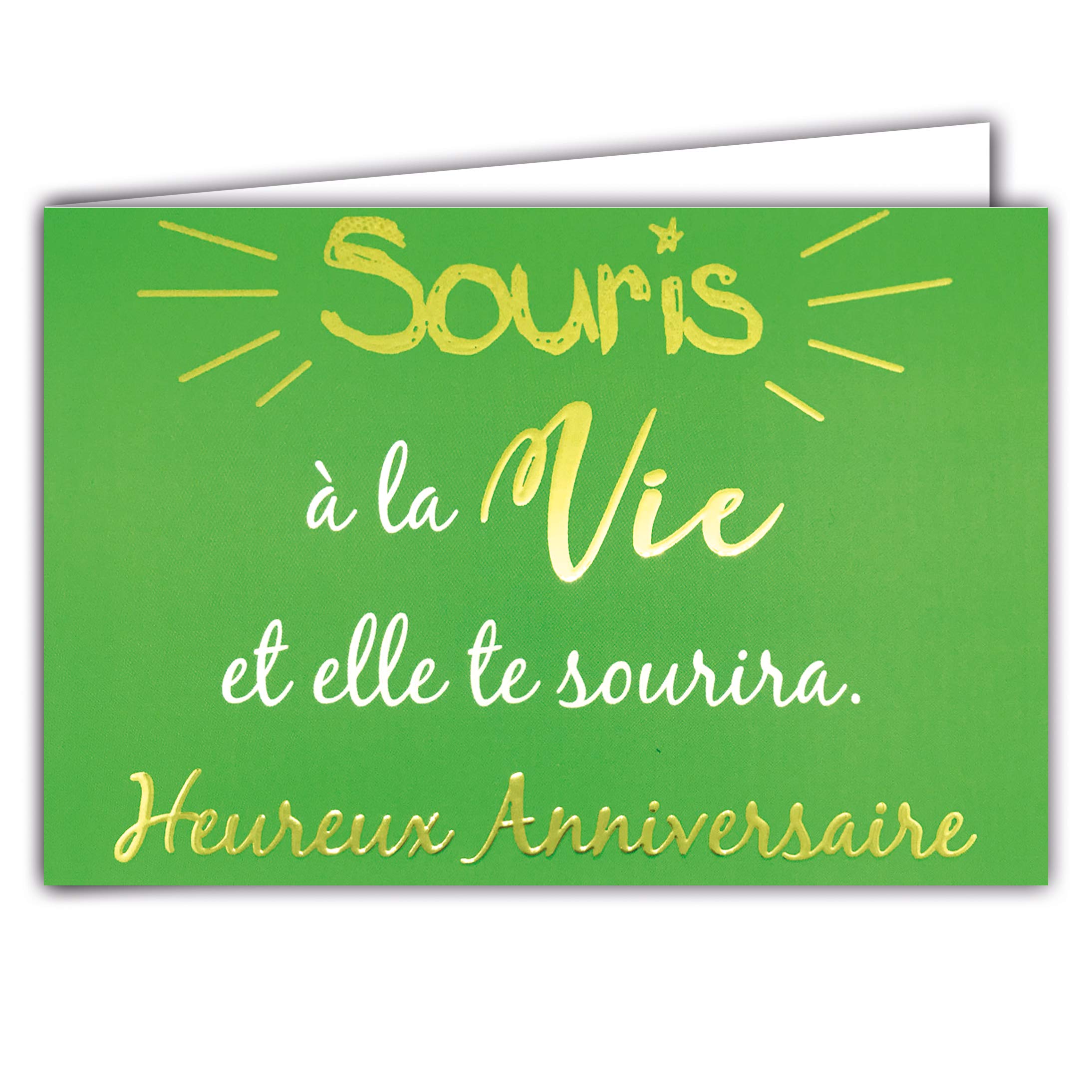 Afie 69-5117 Carte Heureux ANNIVERSAIRE Profite C'est TA Journée En Or Doré Brillant ; Couleur Rose ; Livrée Avec Enveloppe ; Format Carte Fermée 17x11, 5cm