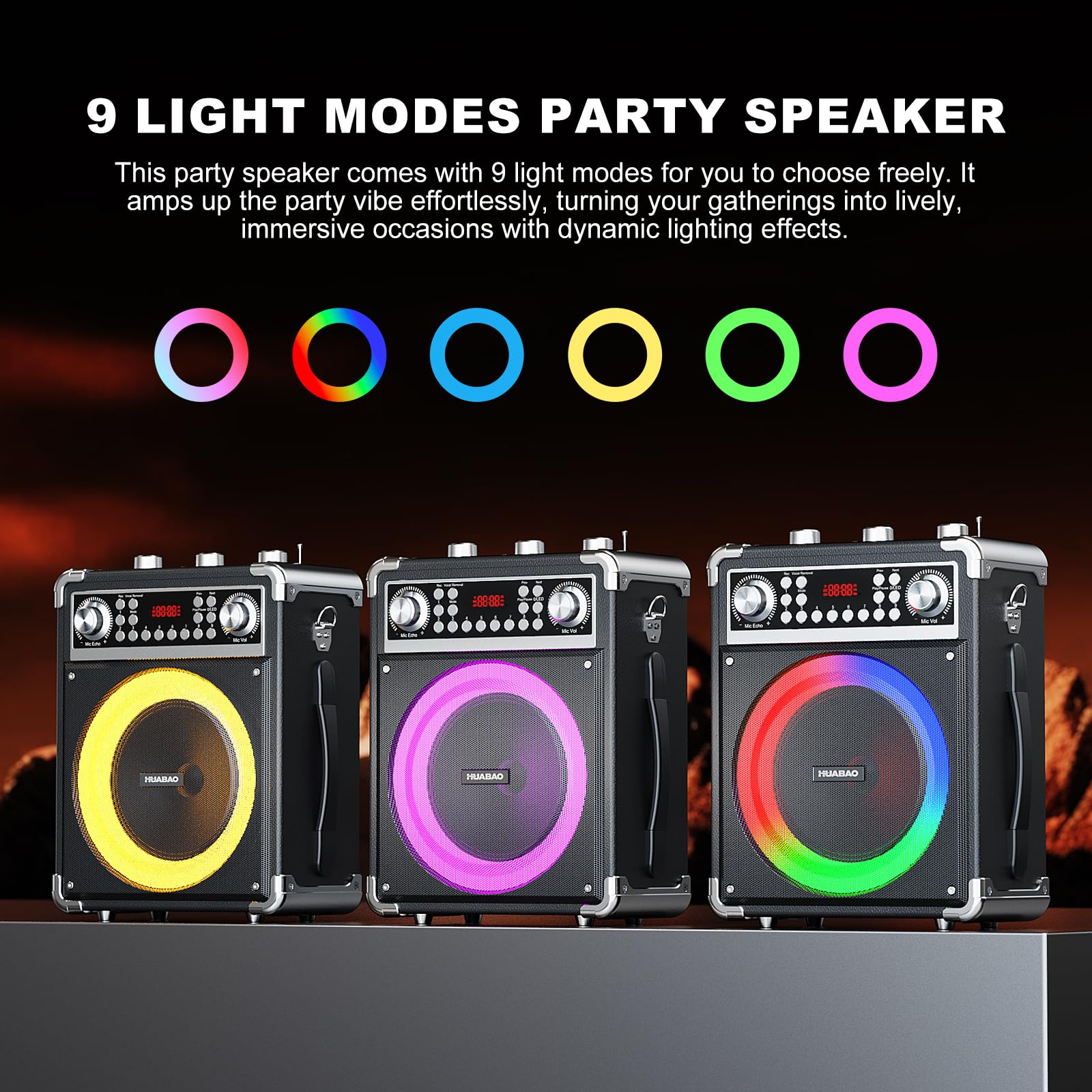 Máquina de karaoke con 2 micrófonos inalámbricos, altavoz Bluetooth portátil para adultos y niños, sistema PA con control remoto y luces, control de graves/agudos, compatible con USB/AUX/TF/FM