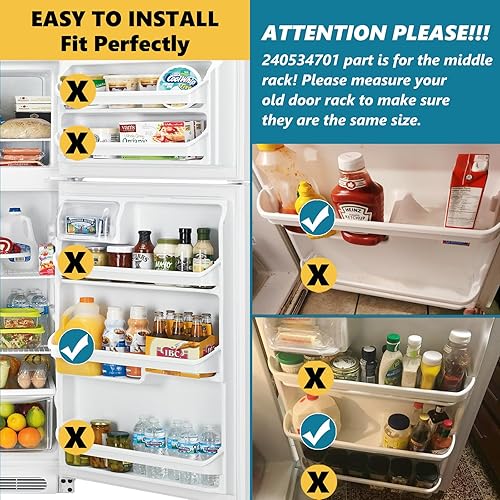 Miniatura 6 de 240534701 Estante de barra de puerta compatible con refrigerador Frigidaire o Kenmore, 240534701 estante de puerta que reemplaza PS734936,