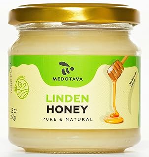 Medotava Creamed Latvian Linden Honey / 100% Raw and Unfiltered/European Union Organic Certified/No Additives, No Preservatives, No Added Sugar/Hand Harvested/Eco-Friendly Glass Jar / 8.8 oz