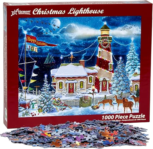 Miniatura 4 de Rompecabezas de faro de Navidad de 1000 piezas por Vermont Christmas Company