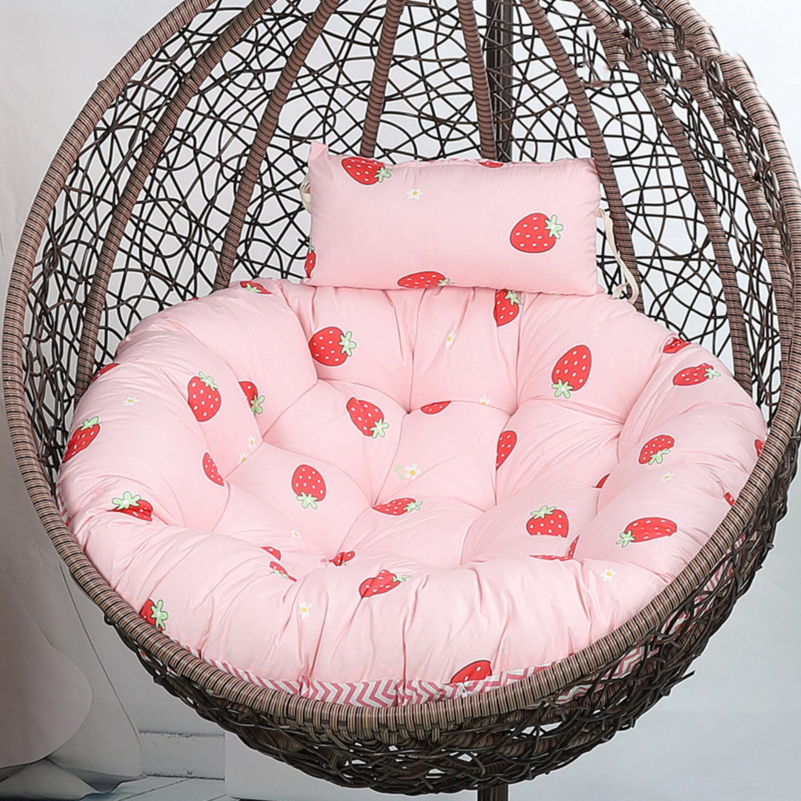 Swing Cushion for Hanging Egg Chair, Wicker Rattan Hammock Chair Pad Replacement Cushion Egg Chair Cushion with Removable Invisible Zipper for Indoor Outdoor Bedroom Patio Garden(Size:Diameter 105cm,C