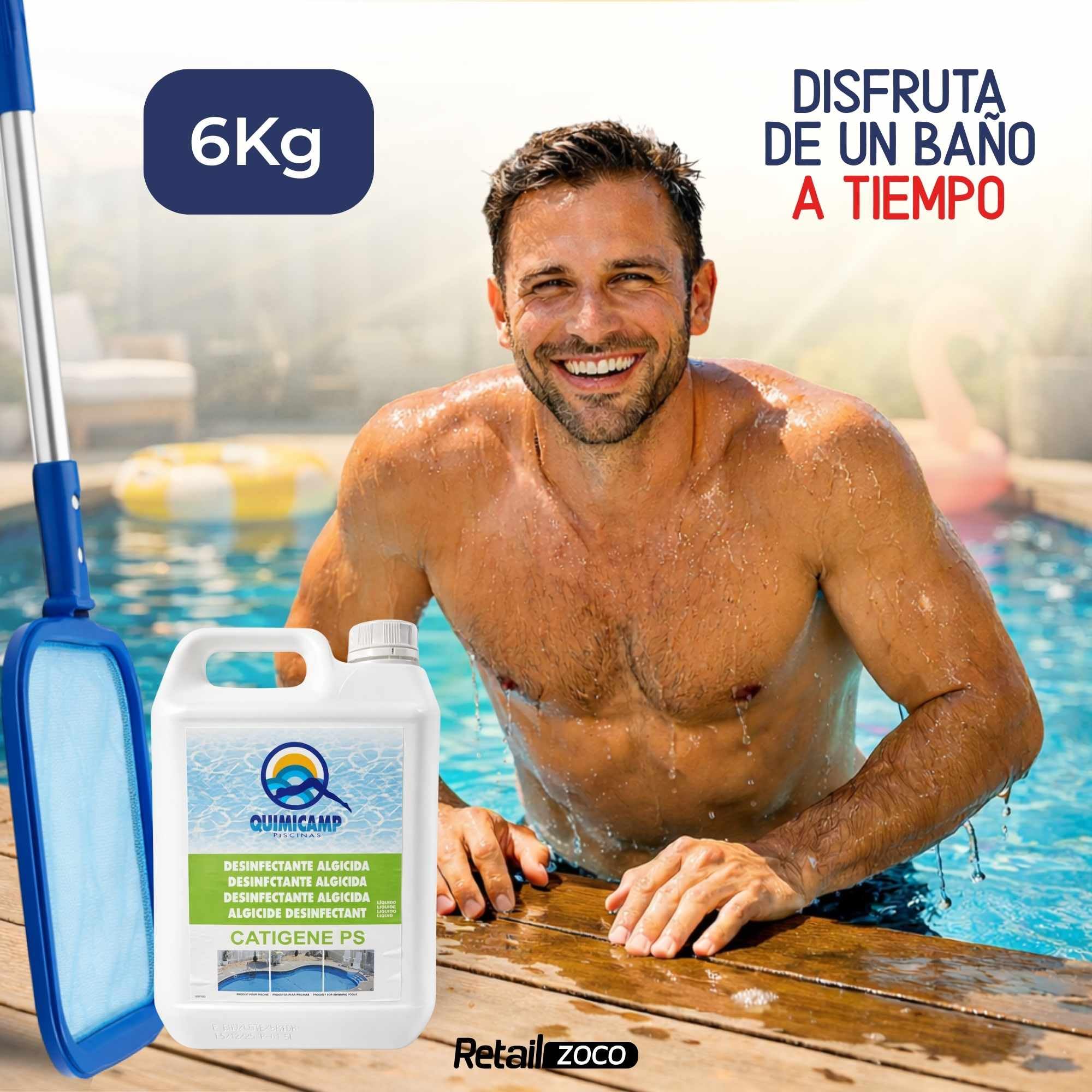 Algicida Larga Duración, biocida Especial Piscinas, alguicida, bactericida y fungicida no espumante, antialgas preventivo, Fabricado en España, Forma Liquido, Contiene 5 litros