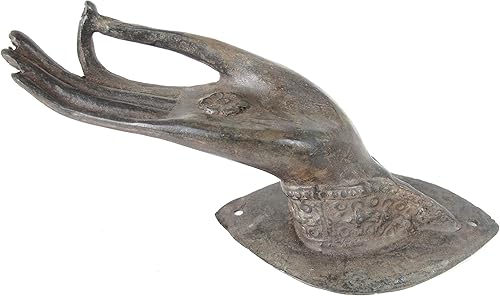 Miniatura 1 de Land of Simple Treasures Estatua de mano de Buda  Escultura budista Mudra  Pomo de puerta colgante de pared de meditación de Tailandia  Latón 8