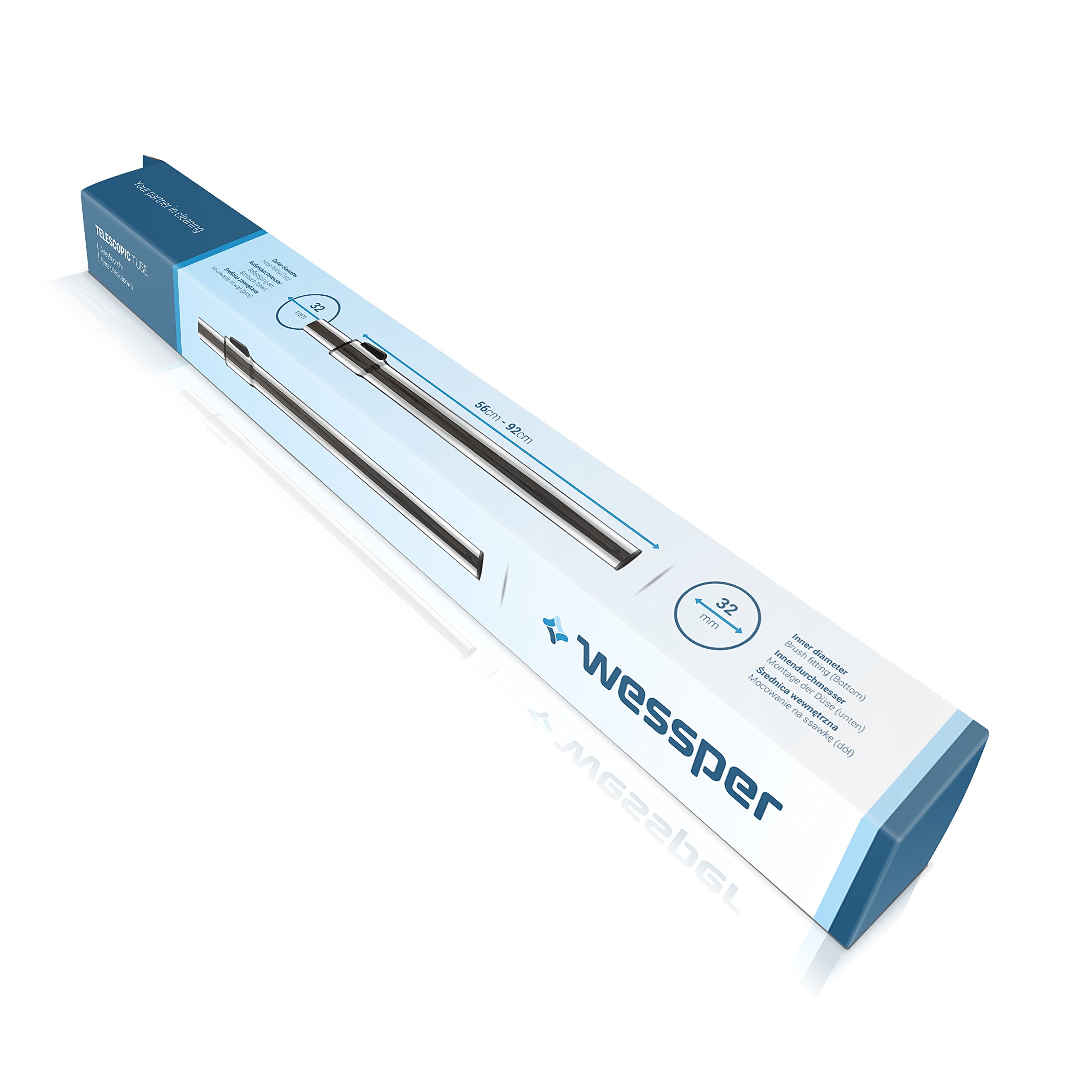 Wessper® Telescopic extension tube for PHILIPS MINIVAC FC6152/01 vacuum cleaner (Ø 32/32mm, silver)