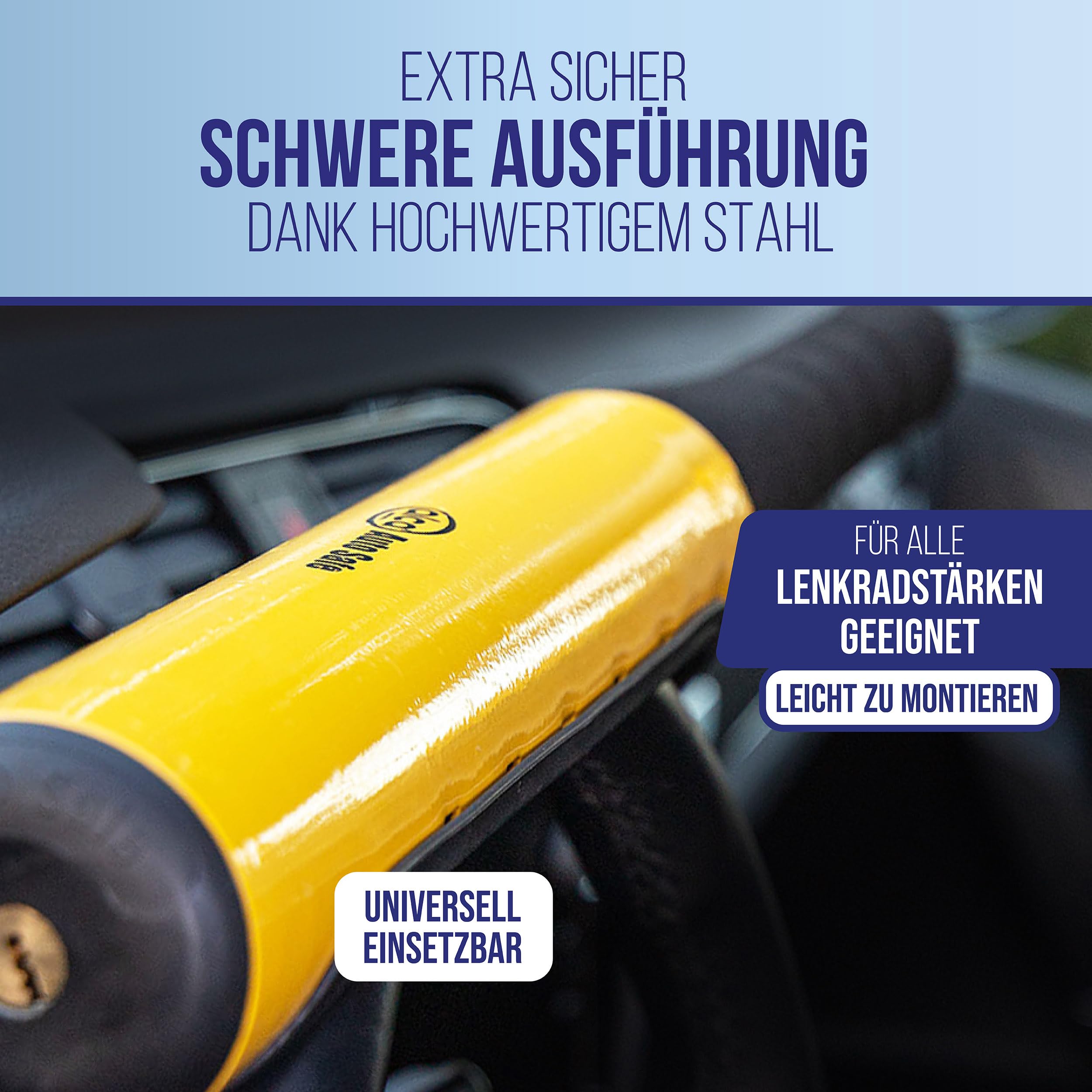 alca® Lenkradsperre Lenkradschloss Wegfahrsperre Lenkradkralle Diebstahlsicherung Lenkradschloss 3 Schlüssel für alle Lenkradstärken Gesamtlänge: 615 mm
