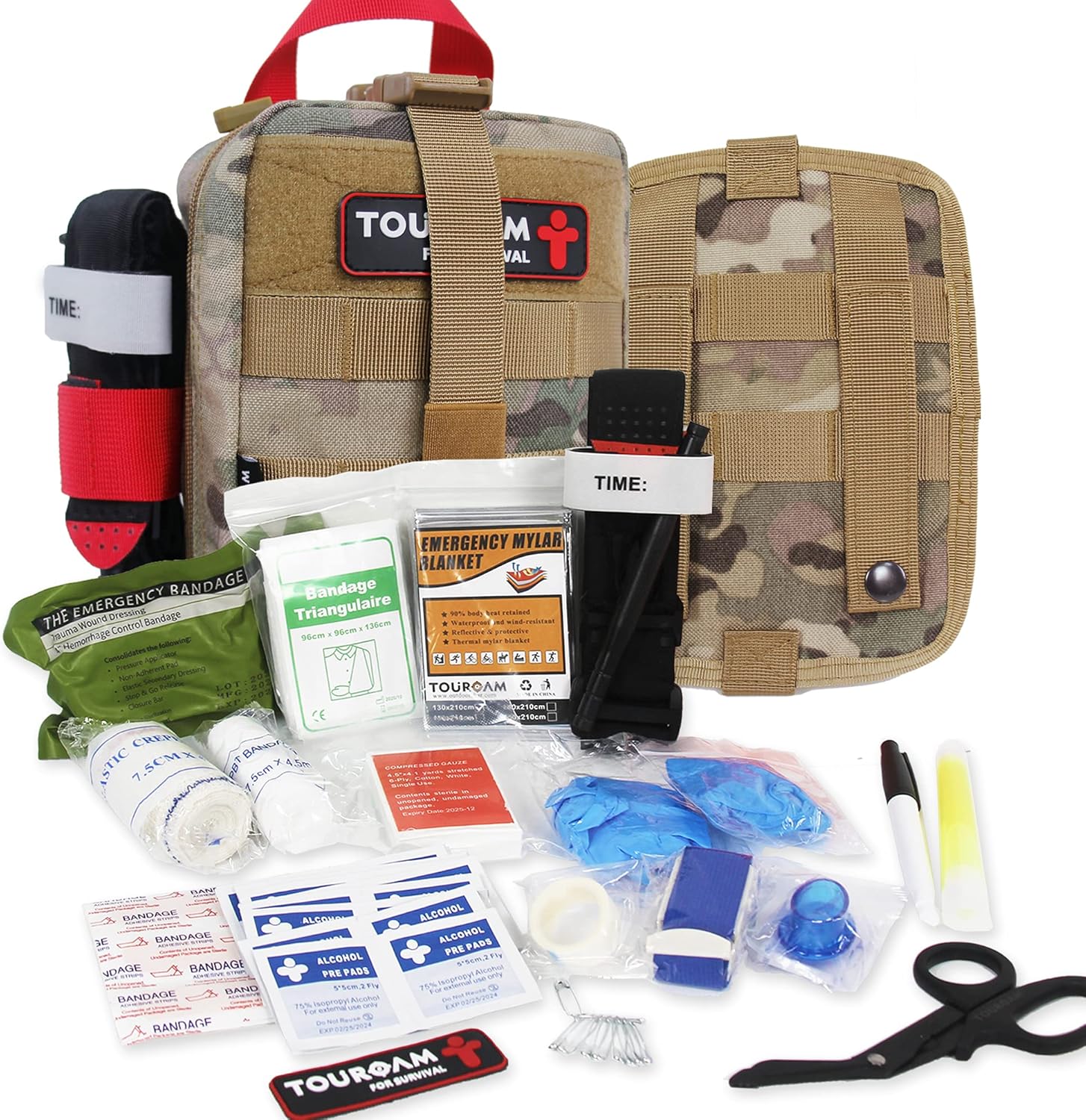 IFAK Med Trauma Kit, Molle Tactical Emergency First Aid Kit Survival Military, Rip-Away Field Dressing Kit with Tourniquet for Camping Hiking Bug Out… : Sports & Outdoors