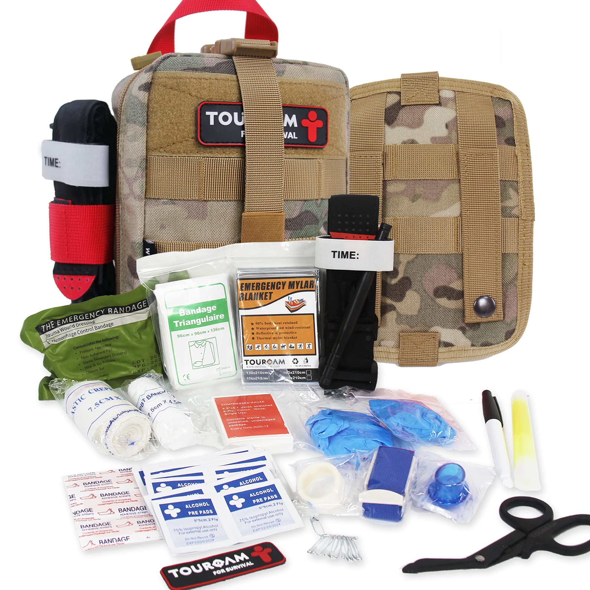 IFAK Med Trauma Kit, Molle Tactical Emergency First Aid Kit Survival Military, Rip-Away Field Dressing Kit with Tourniquet for Camping Hiking Bug Out…