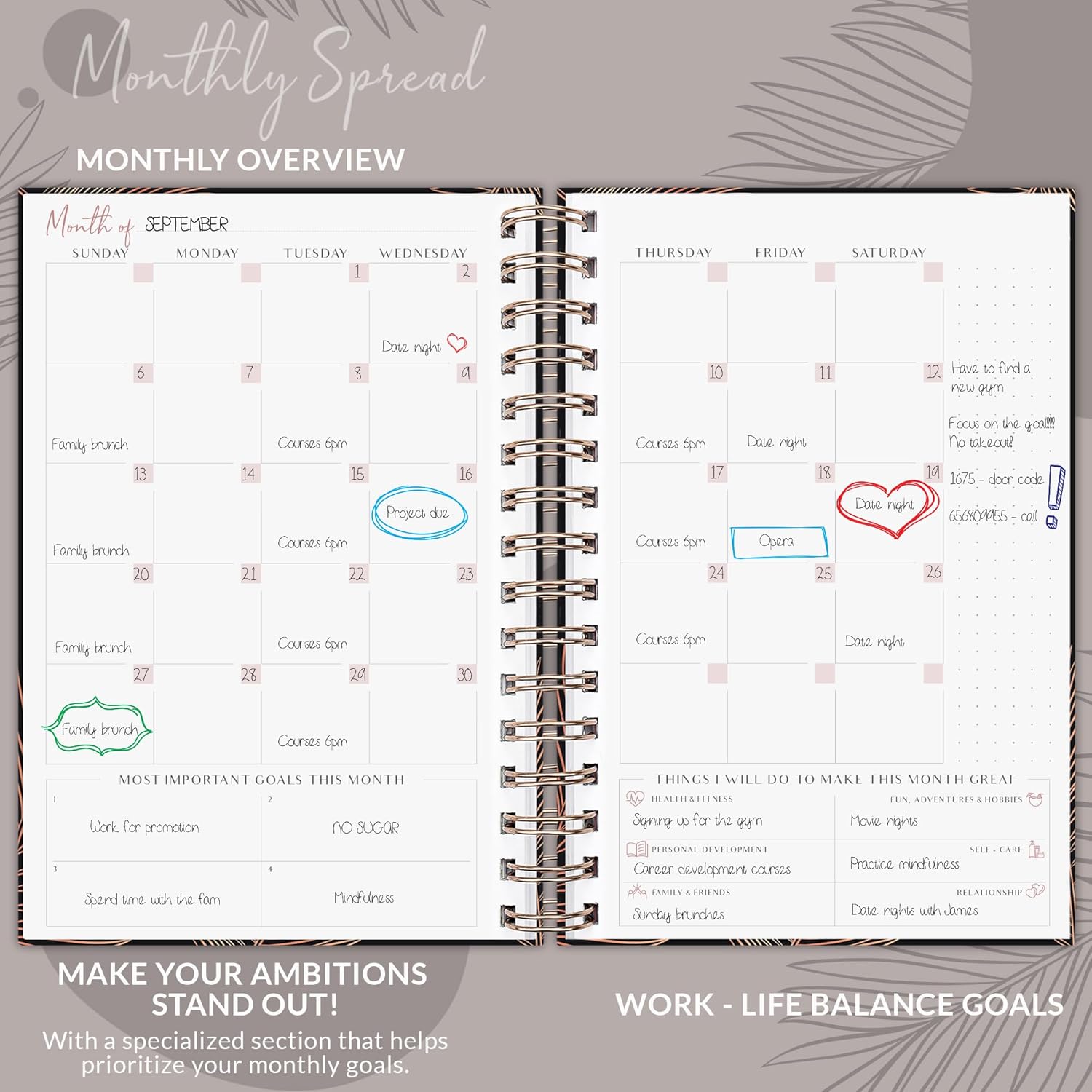 PLANBERRY Weekly Planner Premium – Undated Life Organizer & Budget Planner – Time Management, Goal Setting, To-Do List, Work-Life Balance & Habit Tracker – 6.9″ x 8.5″ (Onyx Black)