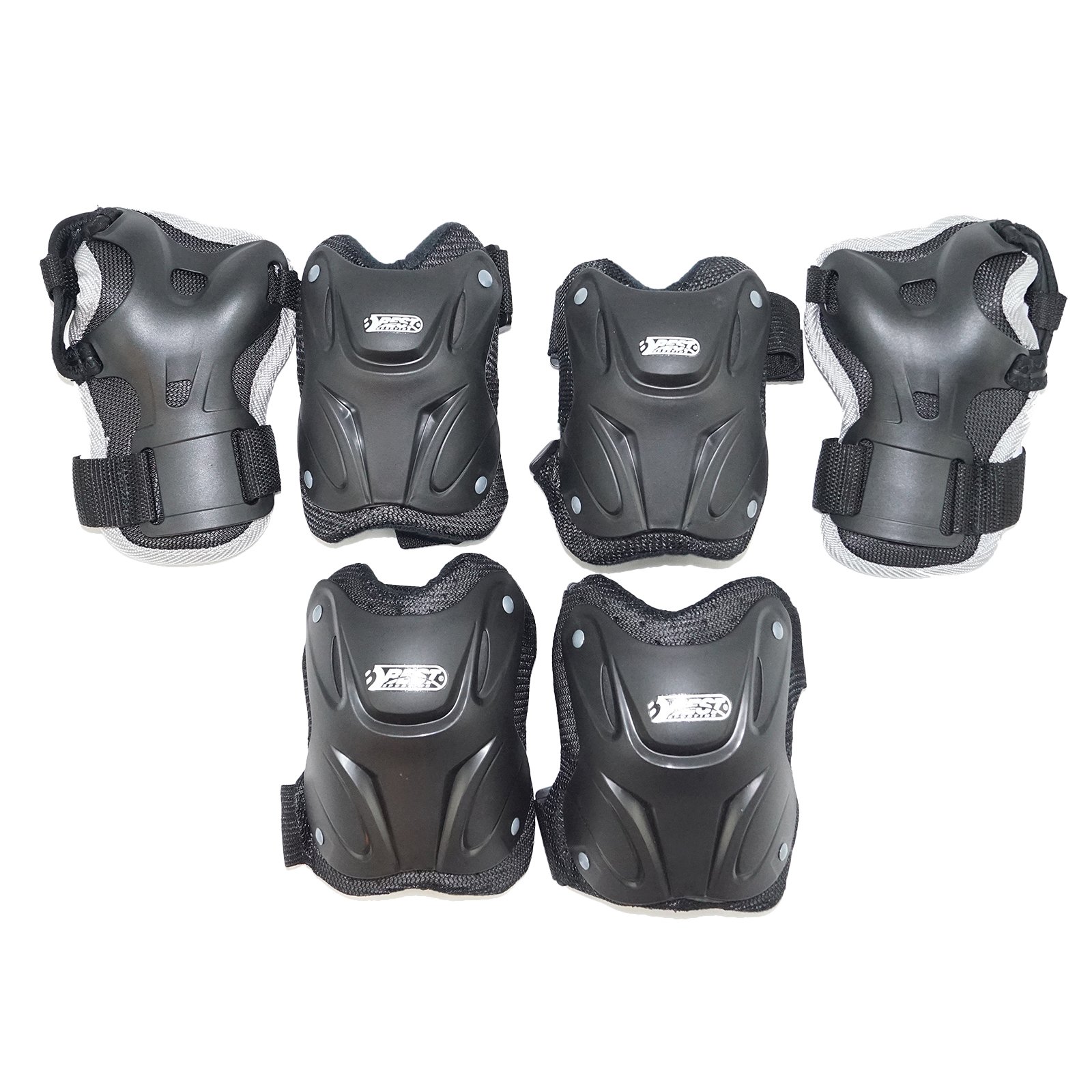 Best Sporting - Set di 6 Protezioni per Gomito, Protezione per Il Dorso delle Mani, Taglia L, Set di Protezioni per Pattinaggio di Alta qualità, Robusto e Stabile