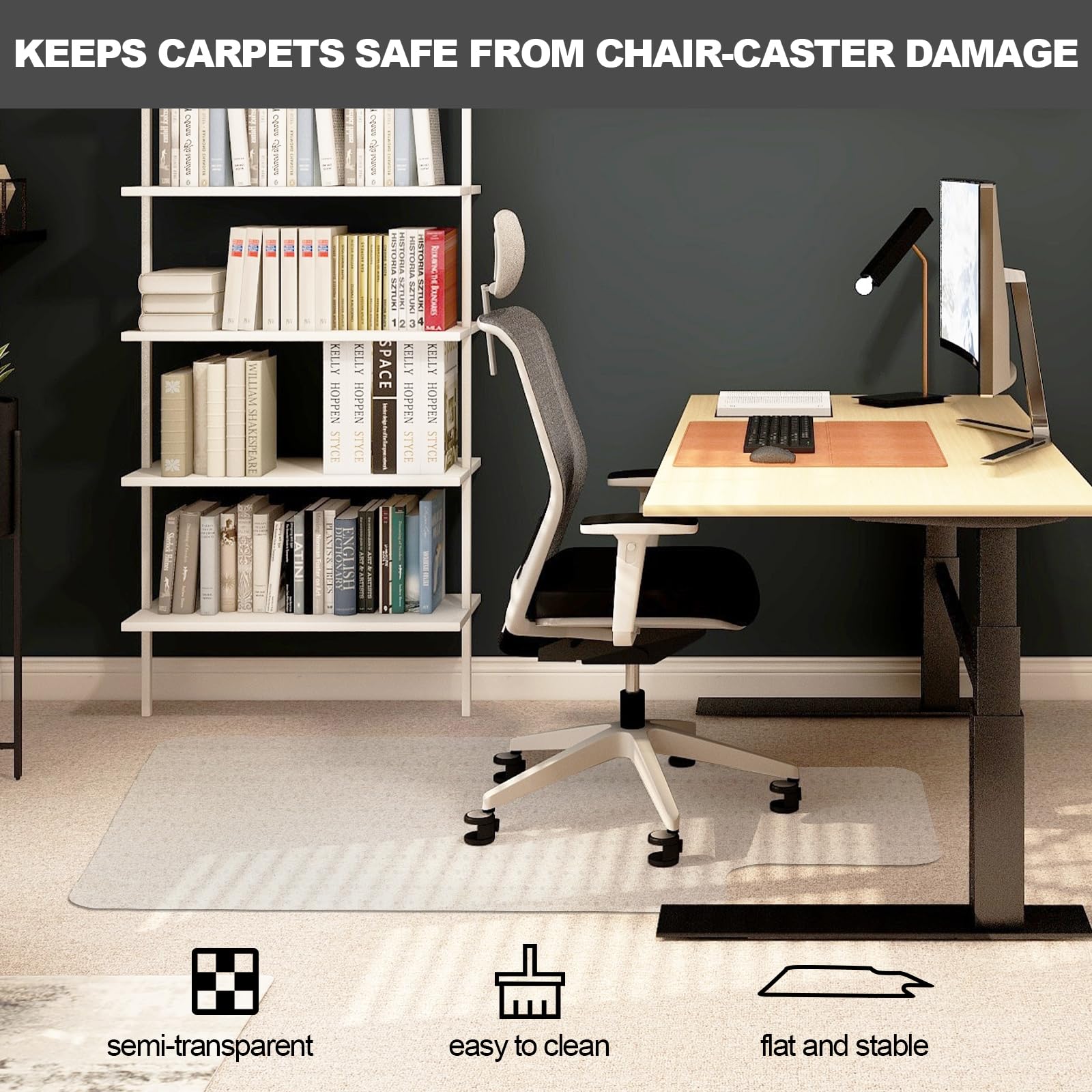 Chair Mat for Carpet- Low Pile 1 4 Thick Carpet Protector for Office Gaming Computer Desk Chair Heavy — view 2