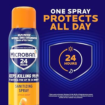 MICROBAN 24 Hour Disinfectant Sanitizing Spray, Citrus Scent, 15oz