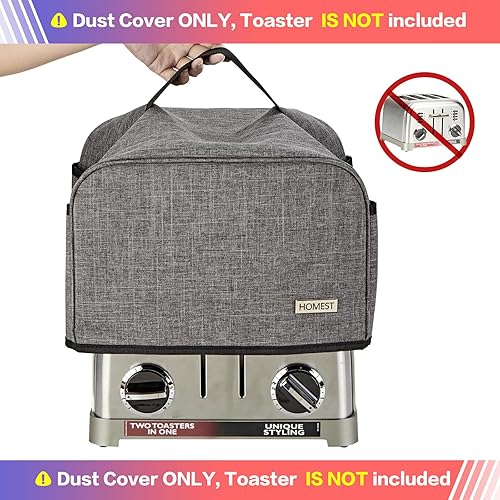 Vista 7 de Funda para tostadora HOMEST con bolsillos compatible con Cuisinart de 4 rebanadas, puede contener cuchillo esparcidor de mermelada y pinzas
