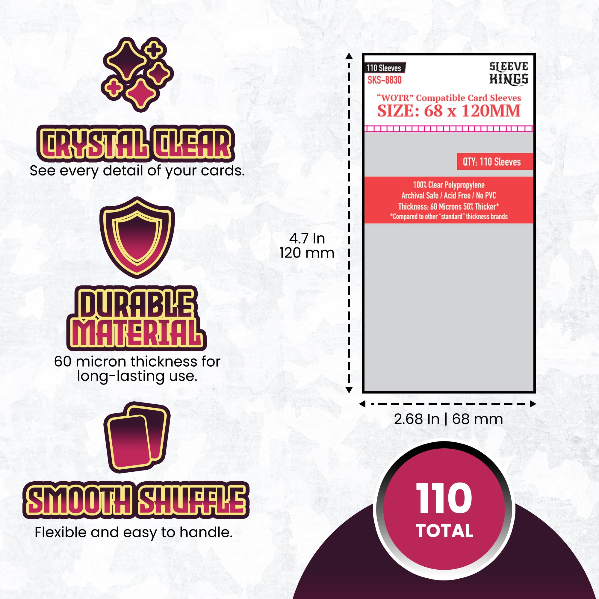 kill team card sleeves Amazon.com: Sleeve Kings War of The Rings-Compatible Card Sleeves 68x120mm  – 110 Count, 60 Micron Clear Card Protector Sleeves, Acid-Free, Extra Clear