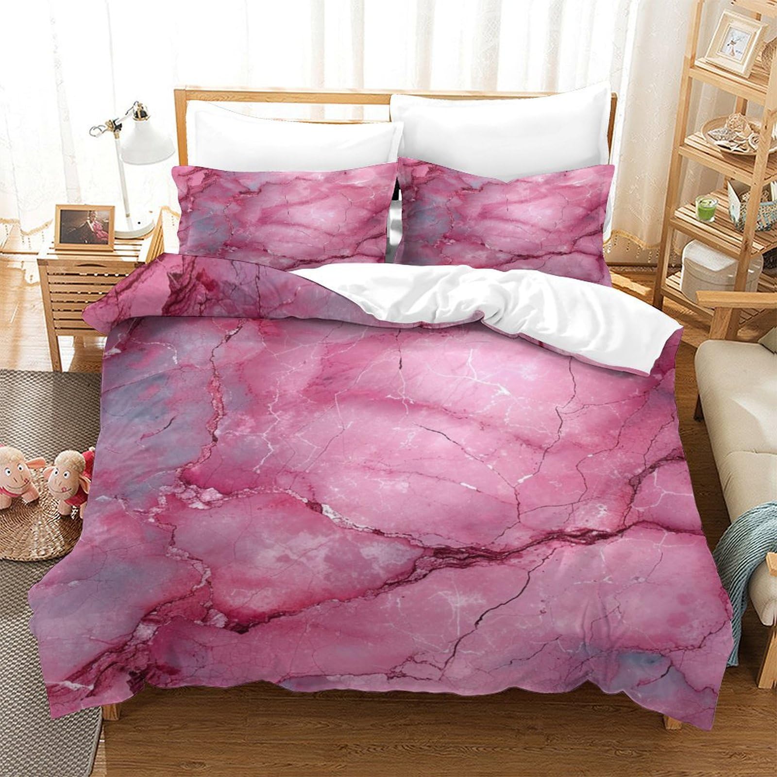 P1S9U7W5Y Dreamy Marble 3D Printed Duvet Cover Set 3pcs Microfiber Cloud Pattern Bedding Set Double（200x200cm）