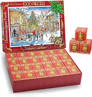 Yusheng Christmas Advent Calendar Puzzle, Advent Calendar 2023 Christmas Jigsaw Puzzle, 1000PCS 2023 Christmas Countdown Calendars Puzzle, 24 Boxes Puzzles For Countdown To Christmas Home Decoration