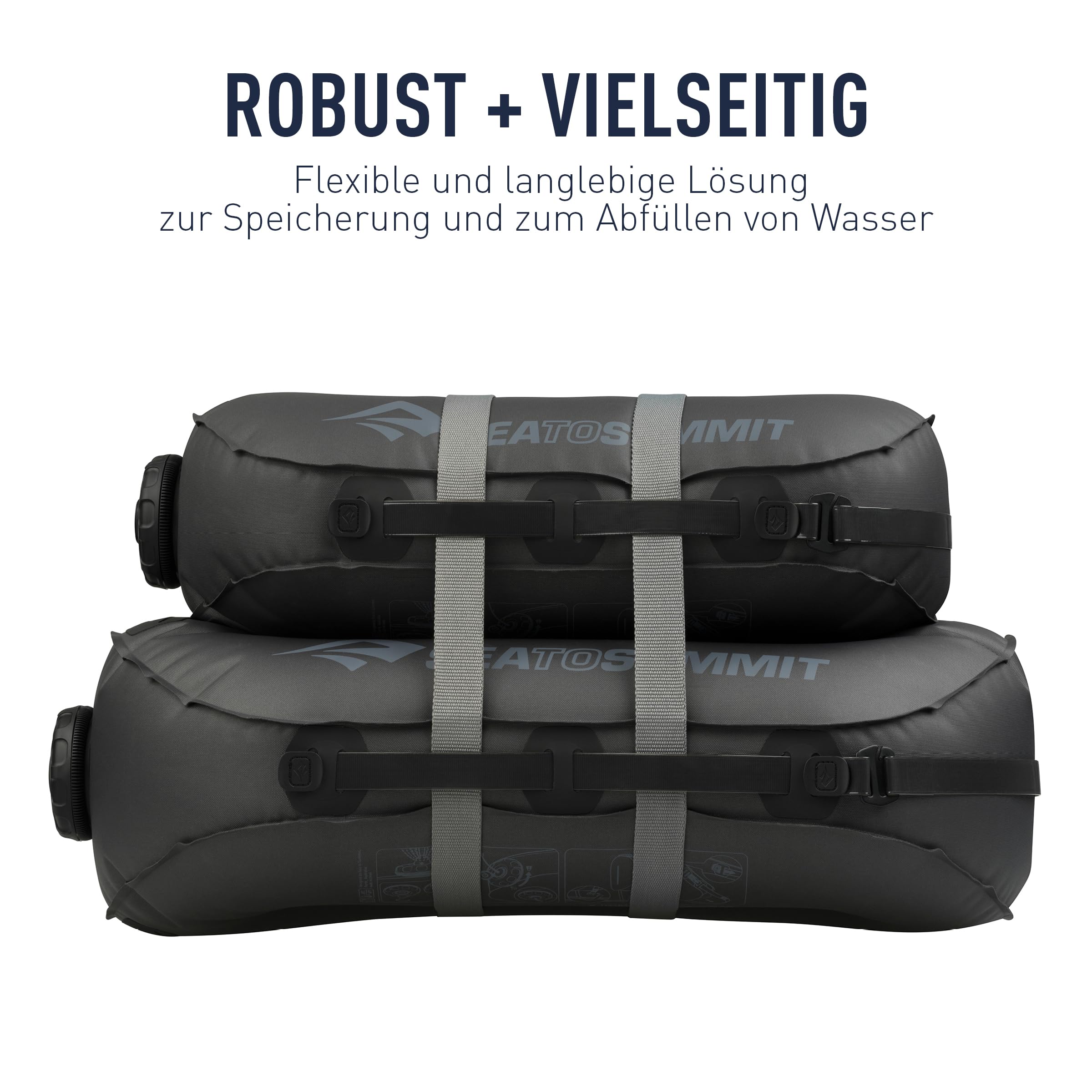 Sea to Summit - Watercell X 6L - Wasserbehälter & -Spender - Durchflusskontrolle & Duschkopf - BPA-freie Innenbeschichtung aus TPU - Kompakt - Wandern & Camping - 35 x 23 x 10cm - Grey - 195g