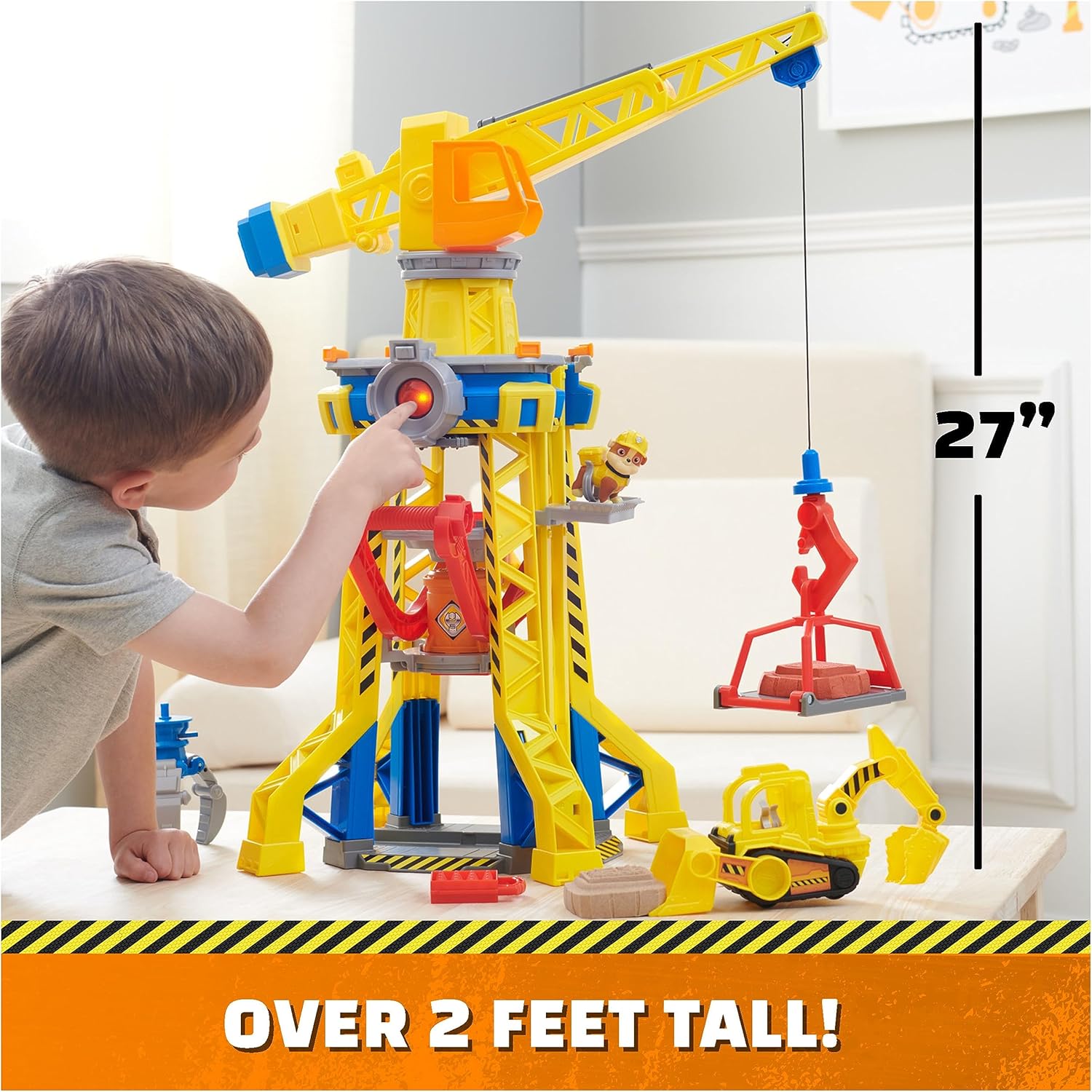 Ruben & Compagnie Brico Park – Interactive Construction Crane – Ruben Figurine Vehicle and Company to Collect – with Magic Sand Kinetic Sand – Paw Patrol Toy – Children's Toy for Ages 3 and Above