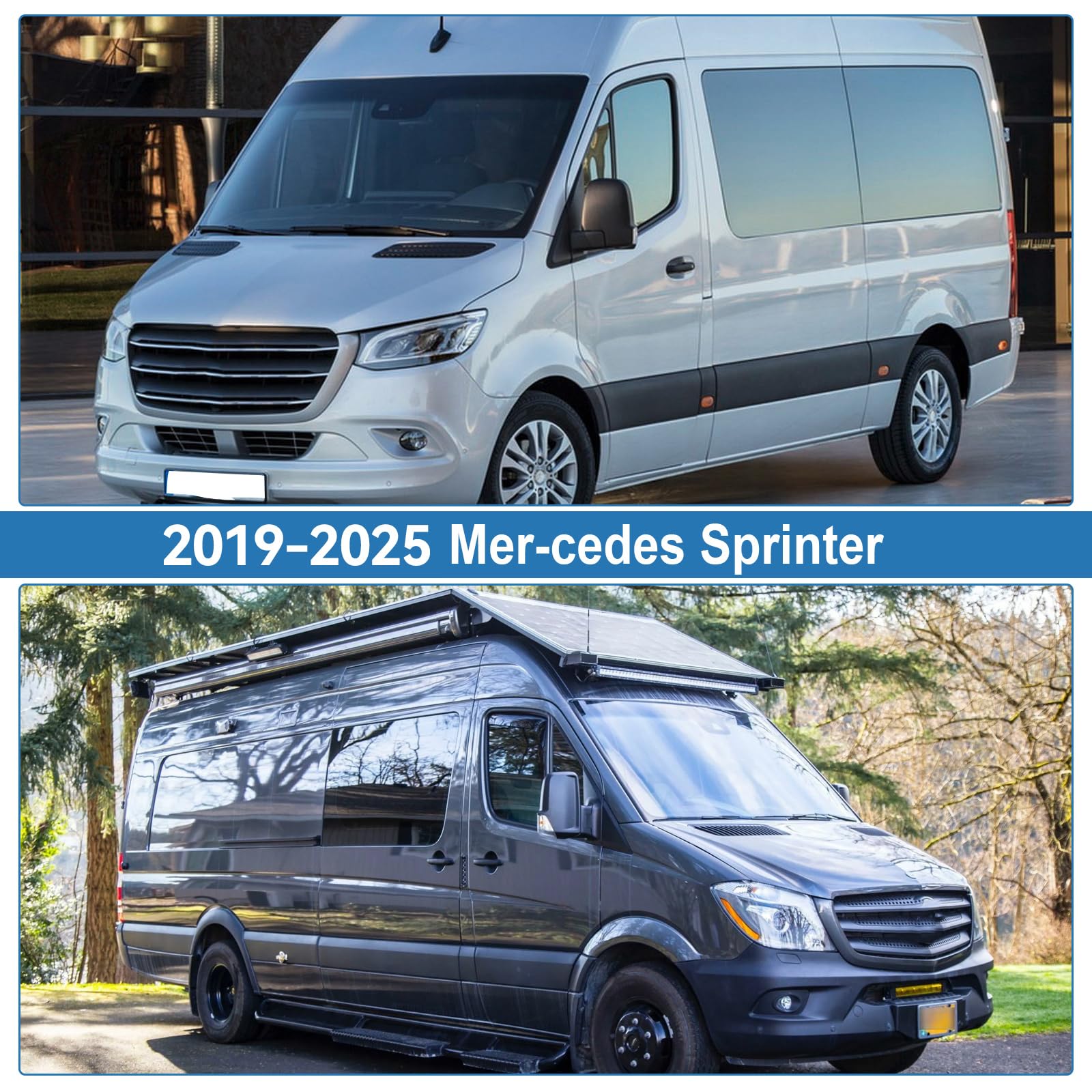 Copertura per parabrezza anteriore adatta per Mercedes Sprinter 2019-2025, copertura parabrezza argento antigelo, antighiaccio, antipolvere, parasole per finestrini anteriori, protezione solare per