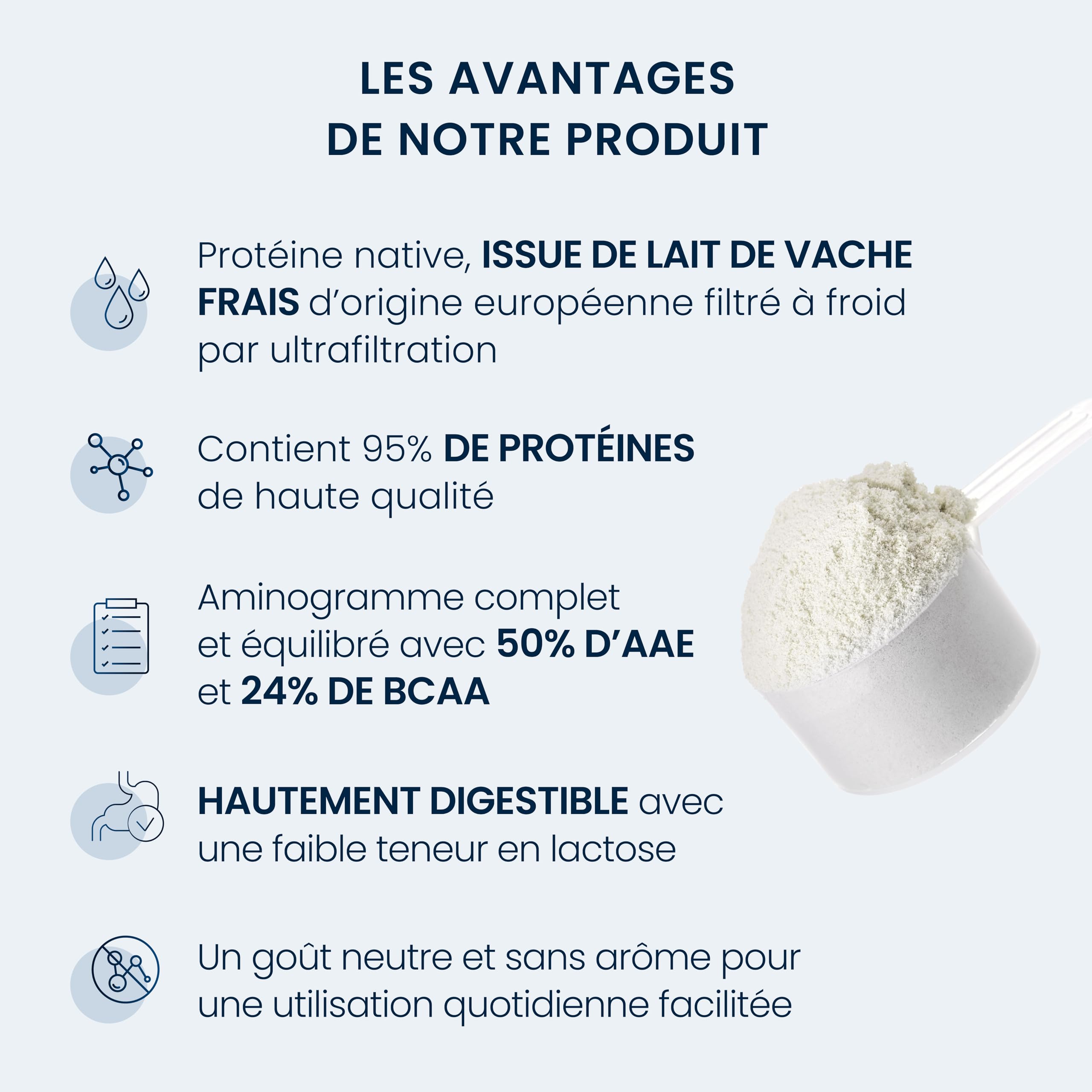Whey Native Isolate en Poudre 1 kg - Prise de Masse, Sèche, Musculation - Riche en BCAA, Issue de Lait de Vache Frais - Whey Pure 95% en Protéines - Origine européenne, Dynveo